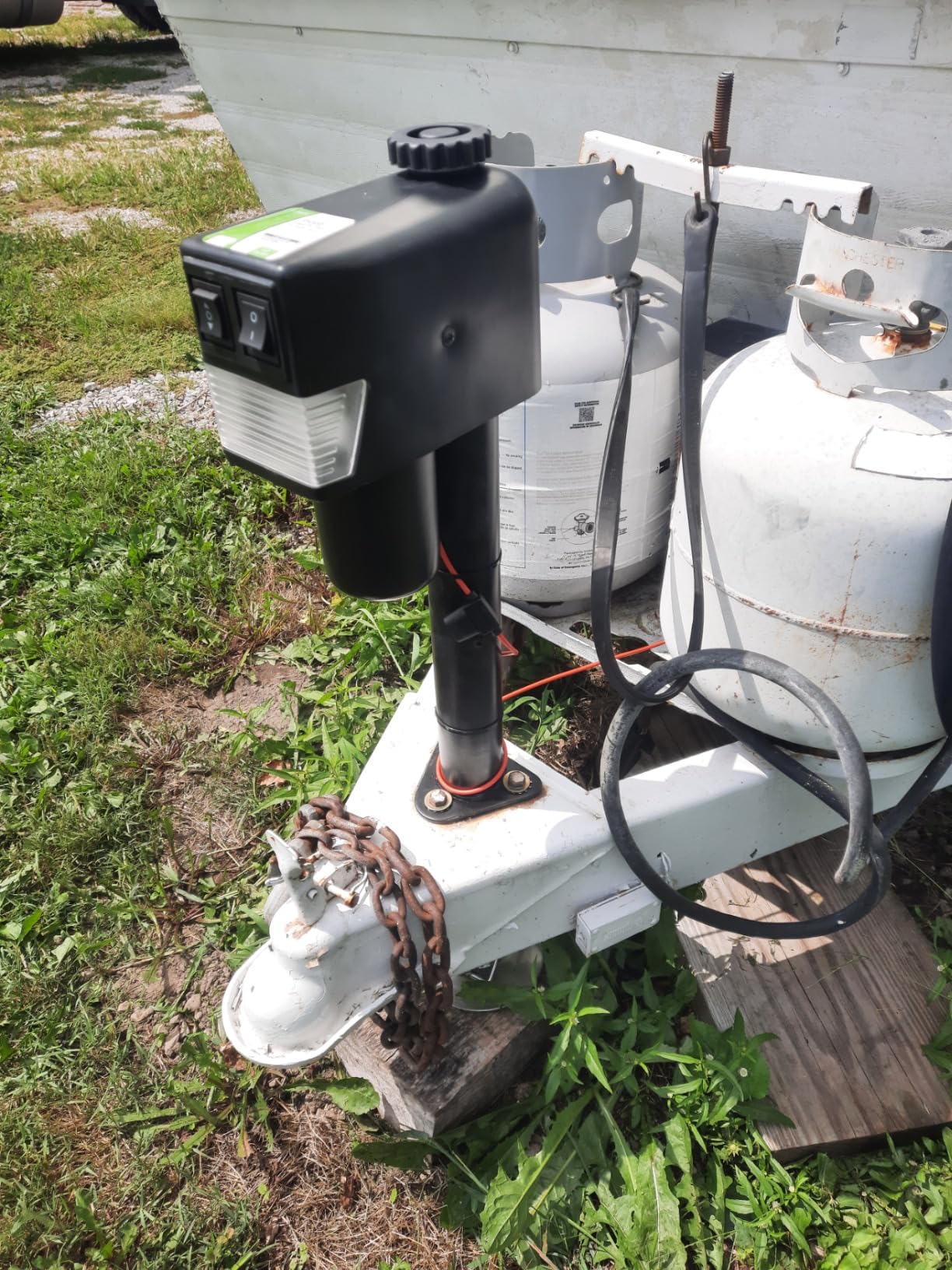 RVMATE Electric A-Frame Trailer Jack up to 3500-4000lbs | RV Electric Power Tongue Jack with Accessories Manual Crank Handle and Level, 18