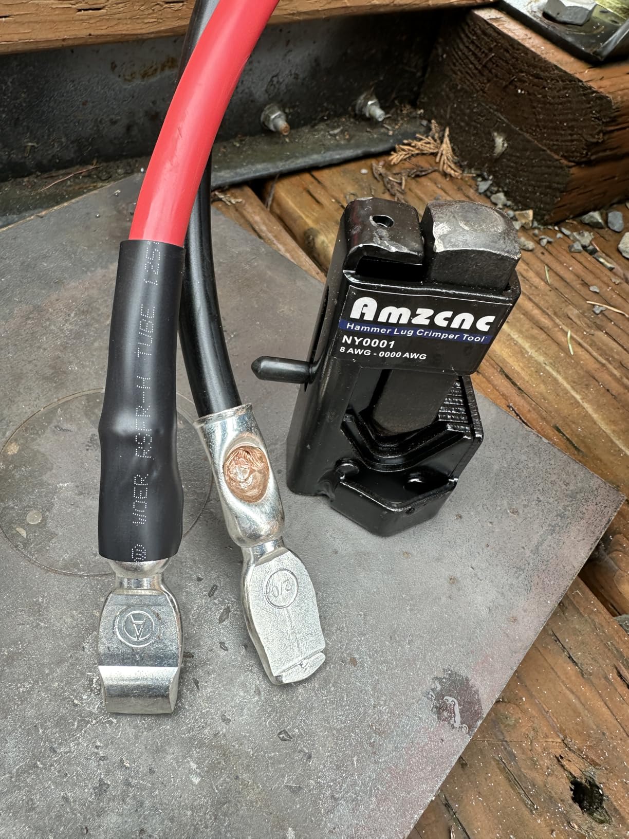 AMZCNC Hammer Lug Crimper Tool - 0000 AWG Battery and Welding Cables (8 AWG TO 4/0 Wire Gauge) customer photo 2