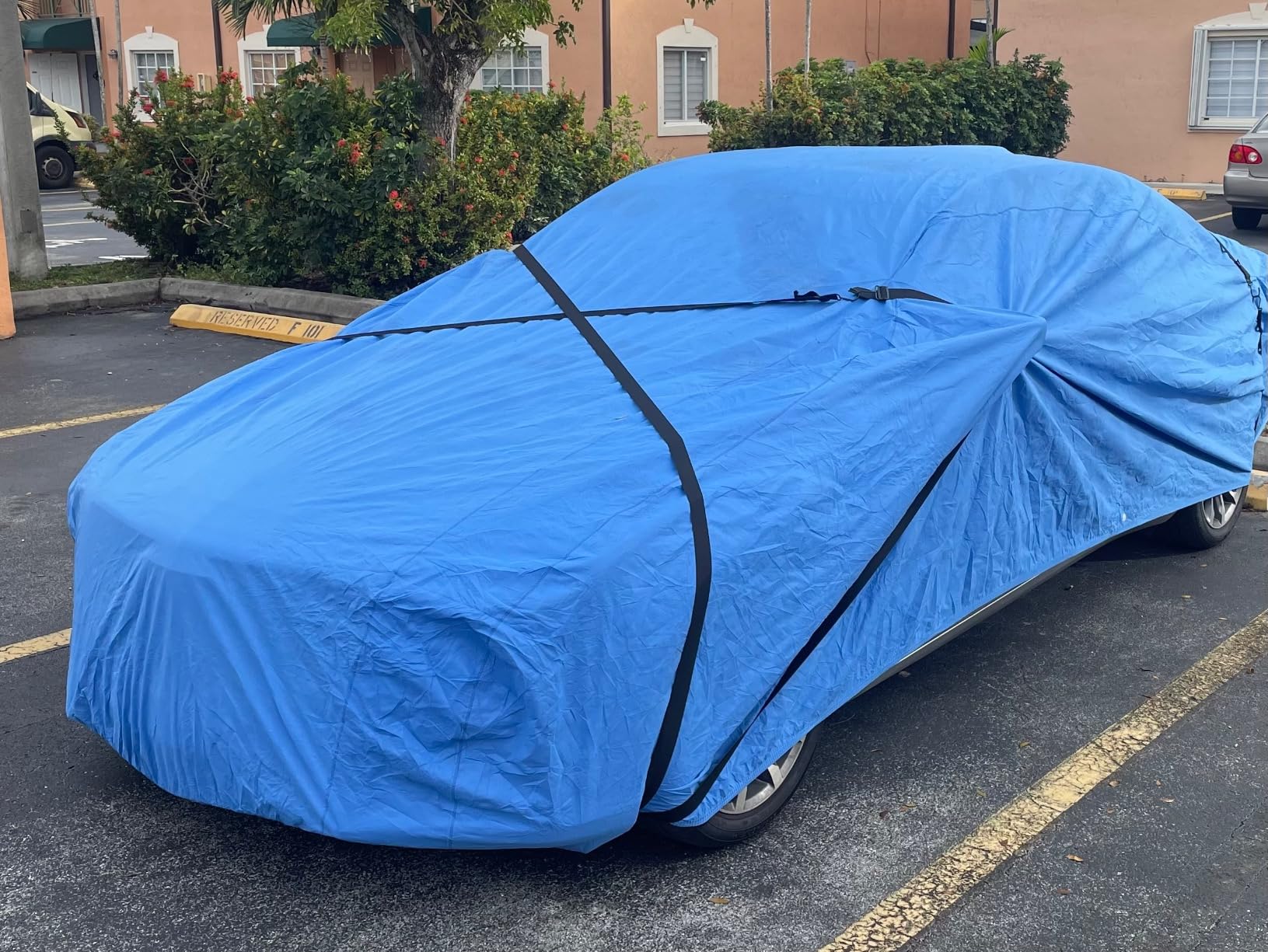 SEAZEN Car Cover Straps Wind Protector, 3Pcs Adjustable Elastic Windproof Ropes Protect Car Cover from High Winds customer photo 1