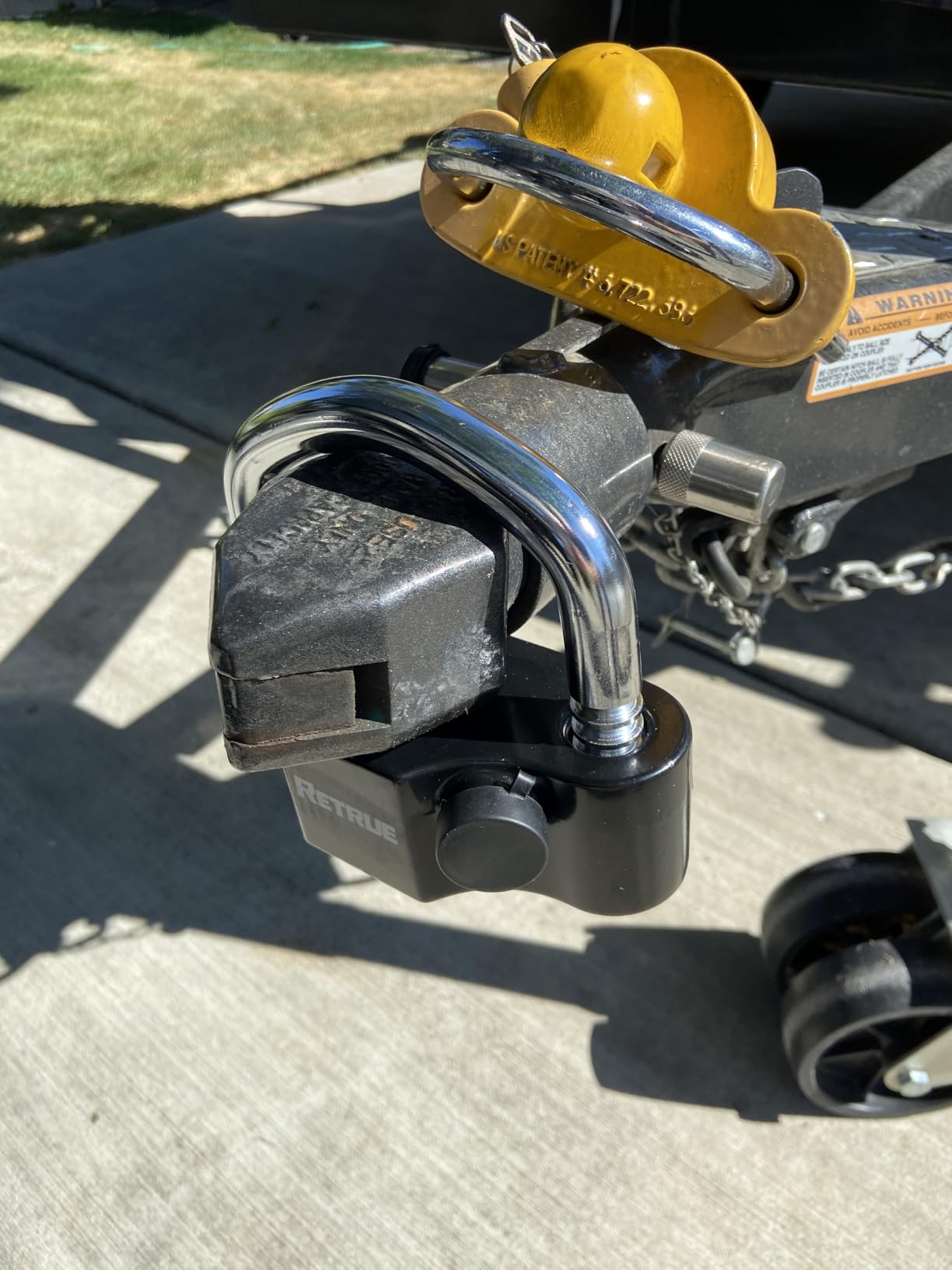 RETRUE Heavy-Duty Universal Coupler Lock Trailer Locks Ball Hitch Trailer Hitch Lock Adjustable Security Steel Fits 1-7/8 Inch, 2 Inch, 2-5/16 Inch Couplers Grey & Silver customer photo 1