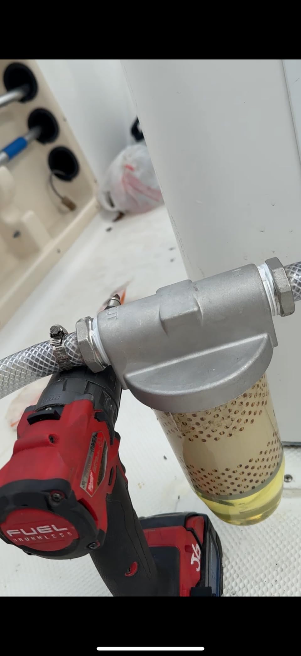 496 Fuel Tank Filter Assembly with Wrench Replacement for Gasoline and Diesel Water Separate 30 Micron Max 25 Gpm 150 Psi with 1
