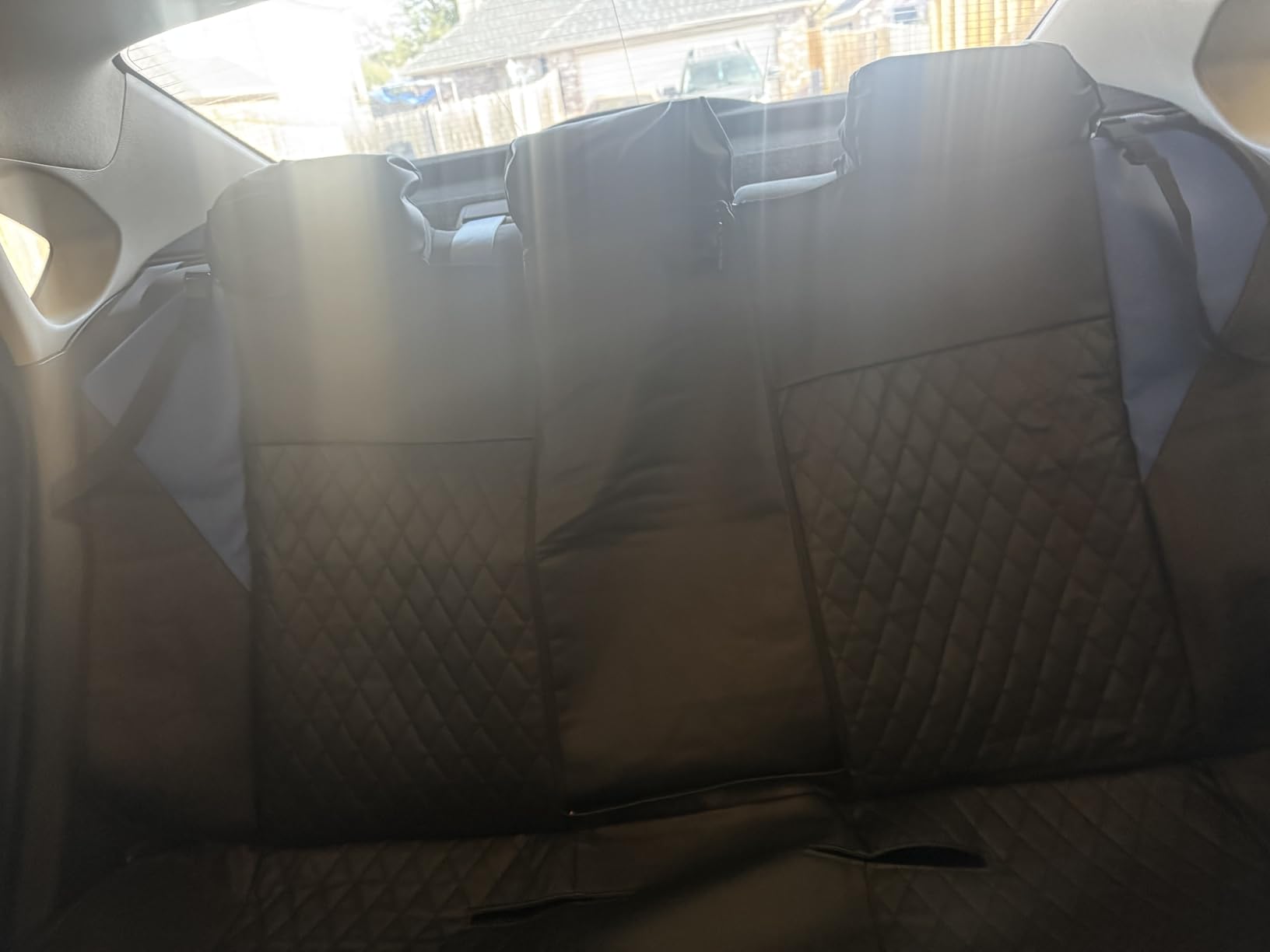CAR PASS Quilting Leather Seat Covers Full Set, Universal Waterproof Deluxe PU Premium Car Seat Cover with 5mm Composite Sponge Inside, Airbag Compatible, Front and Rear Seat Cover for Sedan SUV Van, Gray customer photo 1