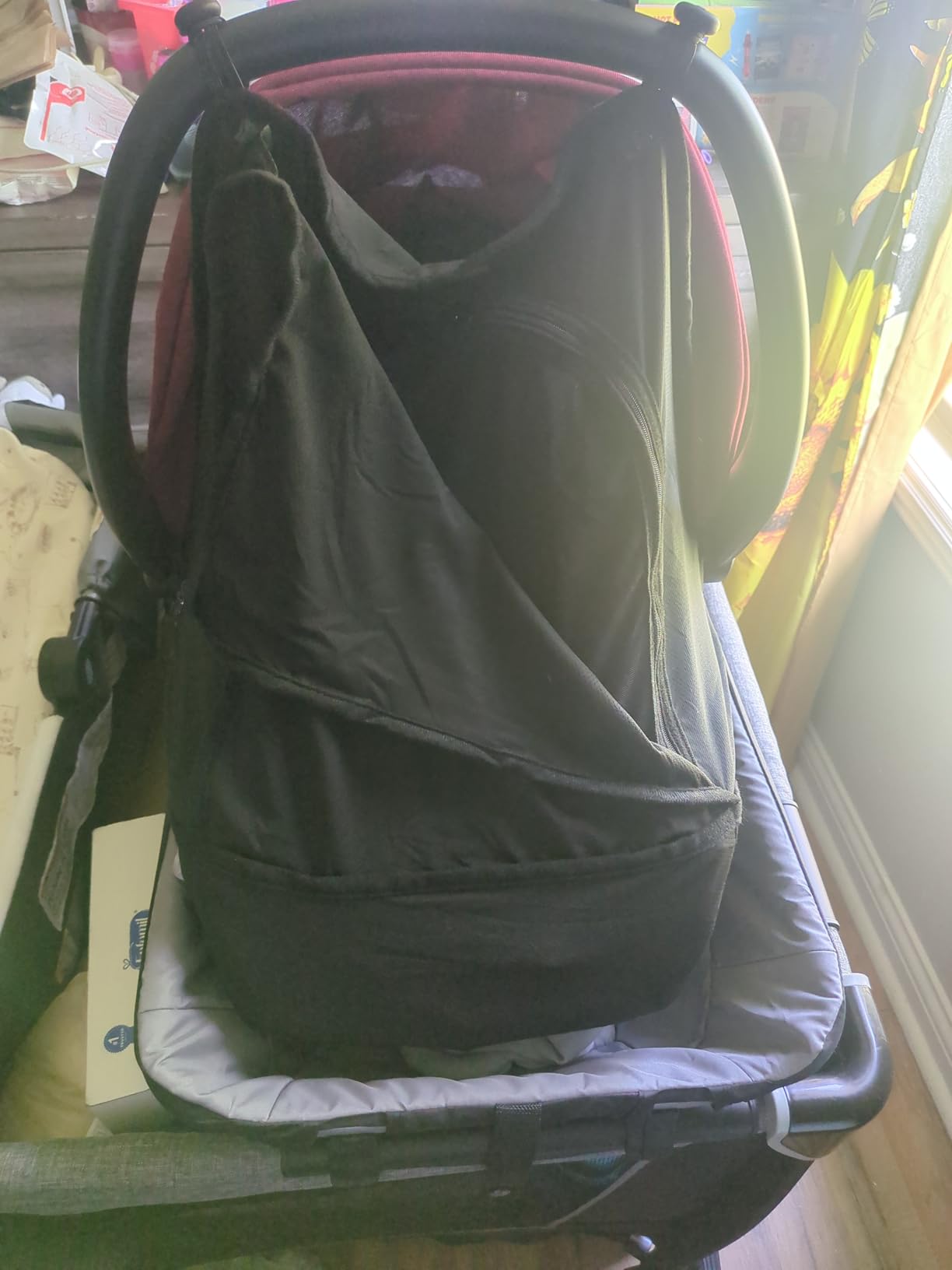 3-in-1 Car-Seat Canopy Cover - Protective Carseat Sun Shade Canopy with Privacy Shade Canopies Covers for Boys Girls,Inner Bug Nets for Newborn Infant Protect Baby from Mosquito & Insect (Black) customer photo 1