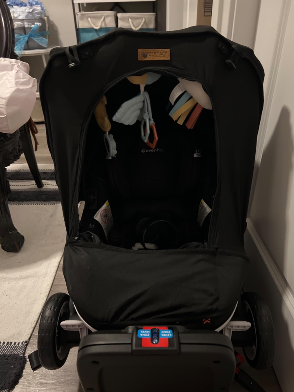 3-in-1 Car-Seat Canopy Cover - Protective Carseat Sun Shade Canopy with Privacy Shade Canopies Covers for Boys Girls,Inner Bug Nets for Newborn Infant Protect Baby from Mosquito & Insect (Black) customer photo 2