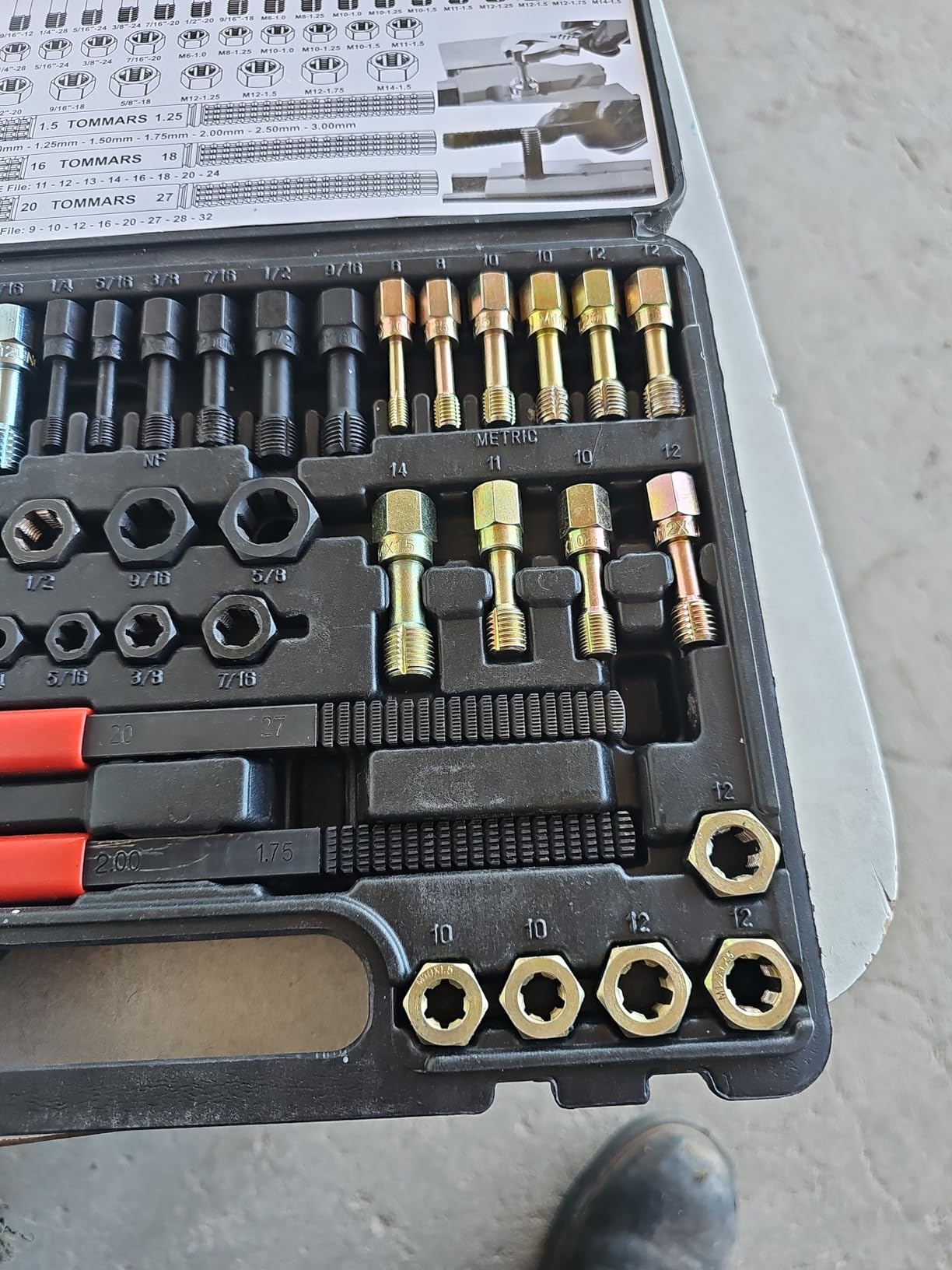 TOMMARS 49-Piece Thread Chaser Set Repair Kit, UNC UNF & Metric with Taps, Dies, and Thread Files for Rethreading and Restoration customer photo 2