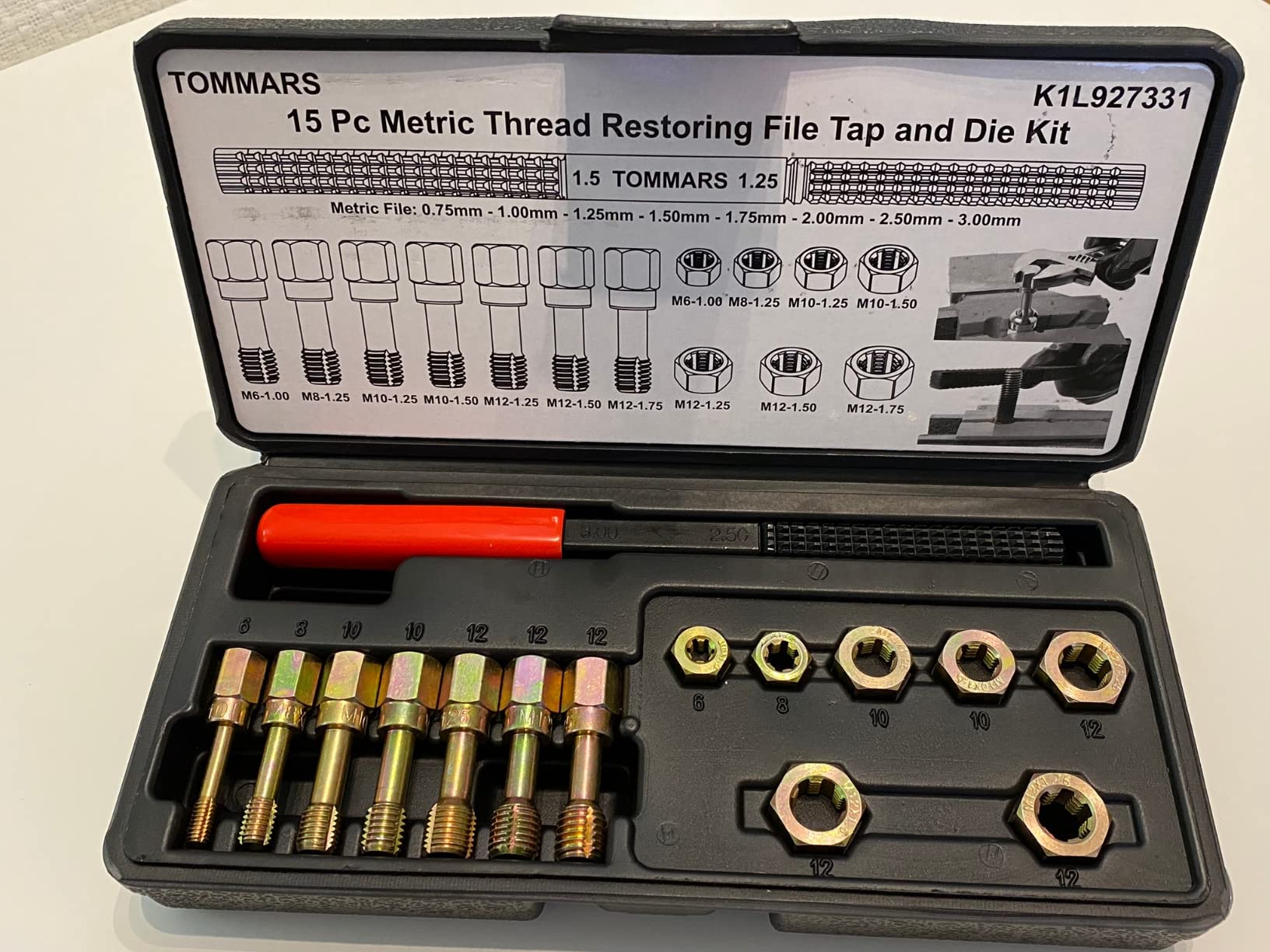 TOMMARS 15-Piece Metric Thread Chaser Set, M6 M8 M10 M12 Thread Restorer Tool Rethreading Repair Kit customer photo 2