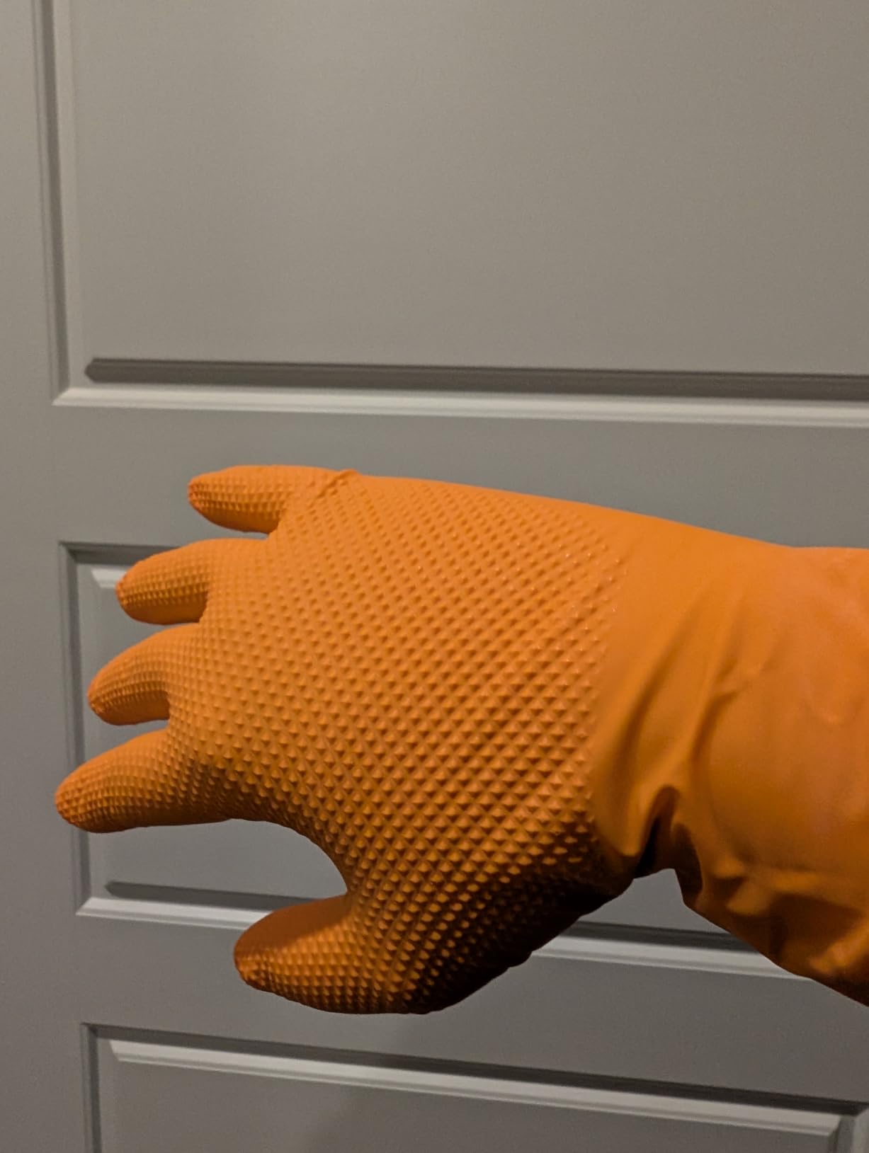 TitanFlex Heavy Duty Orange Industrial Nitrile Gloves with Raised Diamond Texture, Latex Free (6mil/8mil) customer photo 2