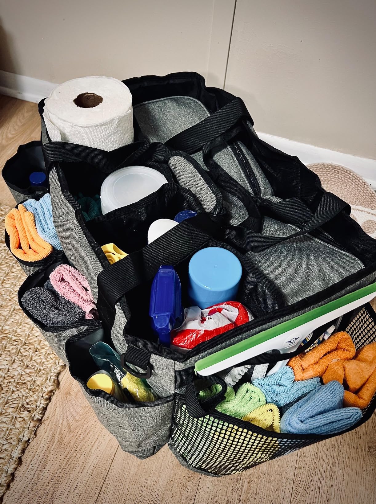 Detailing Bag with Polisher Carry Bag, Large Detail Car Care Box for Auto Detailing Supplies, Car Wash Caddy & Trunk Organizer for Buffer Bottle Towel & Cleaning Kit, Black customer photo 1