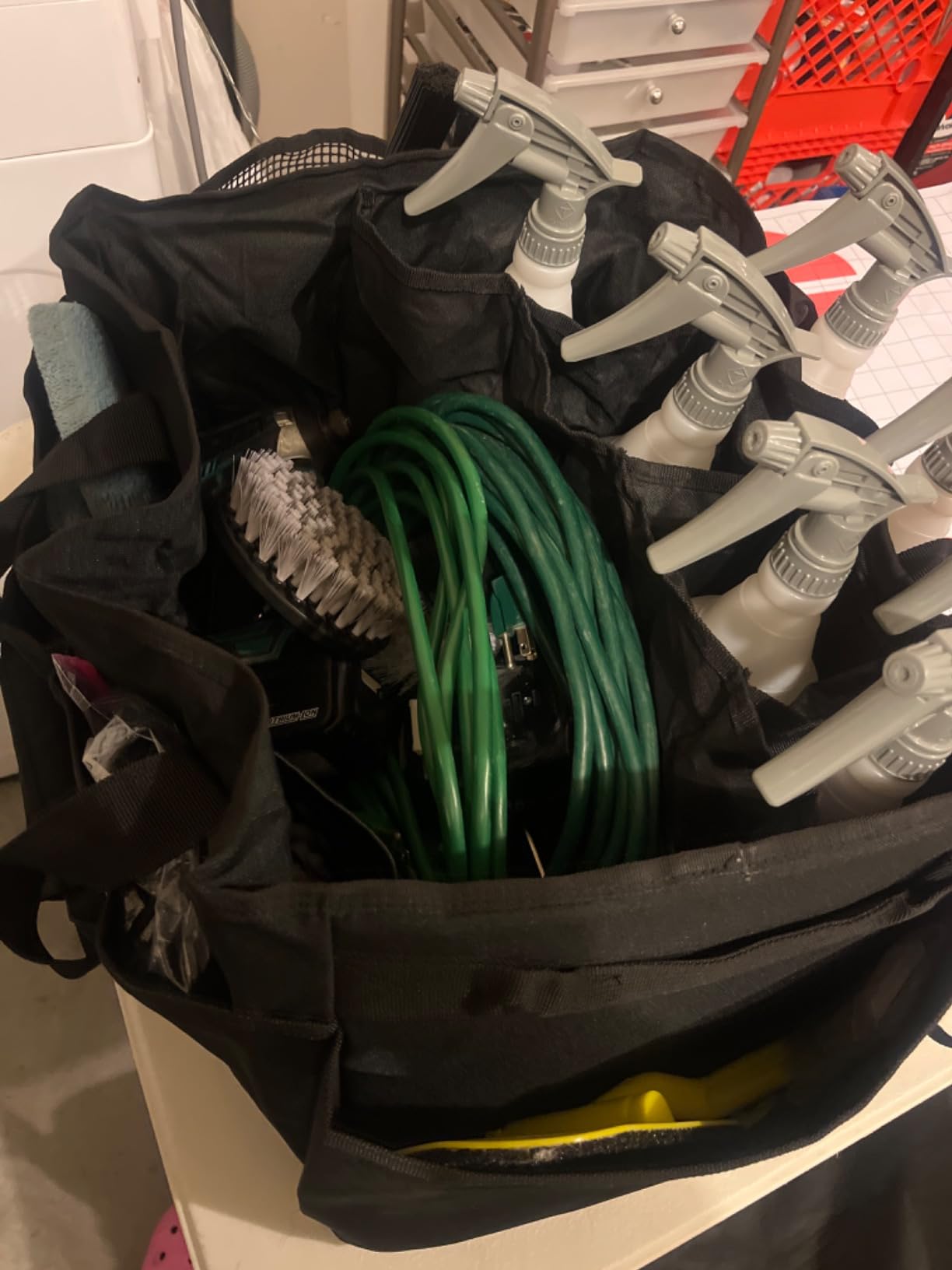 Detailing Bag with Polisher Carry Bag, Large Detail Car Care Box for Auto Detailing Supplies, Car Wash Caddy & Trunk Organizer for Buffer Bottle Towel & Cleaning Kit, Black customer photo 2