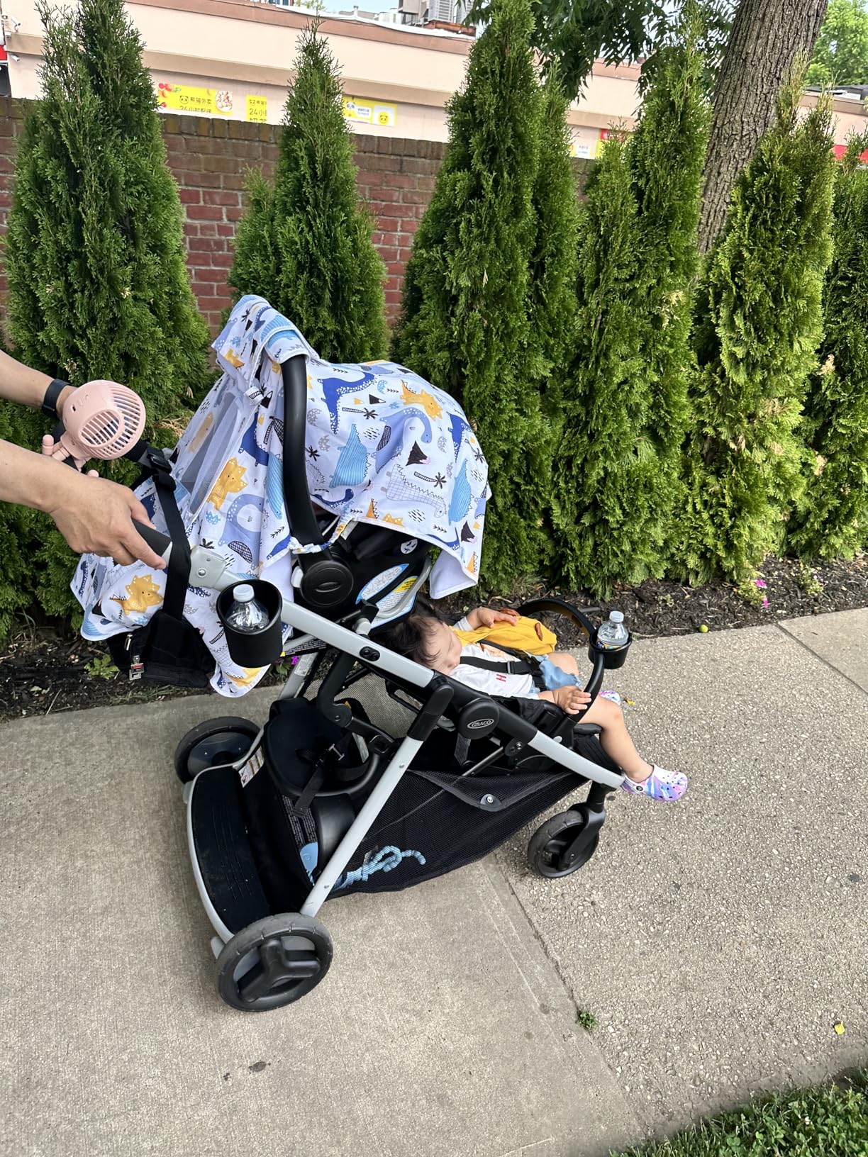 THE KENKYO Car Seat Cover for Babies, Breathable Carseat Cover for Boys Girls, Kick-Proof Infant Car Seat Canopy with Mesh Peep Window and Sun Shade, Windproof Stroller Cover for All Seasons customer photo 1