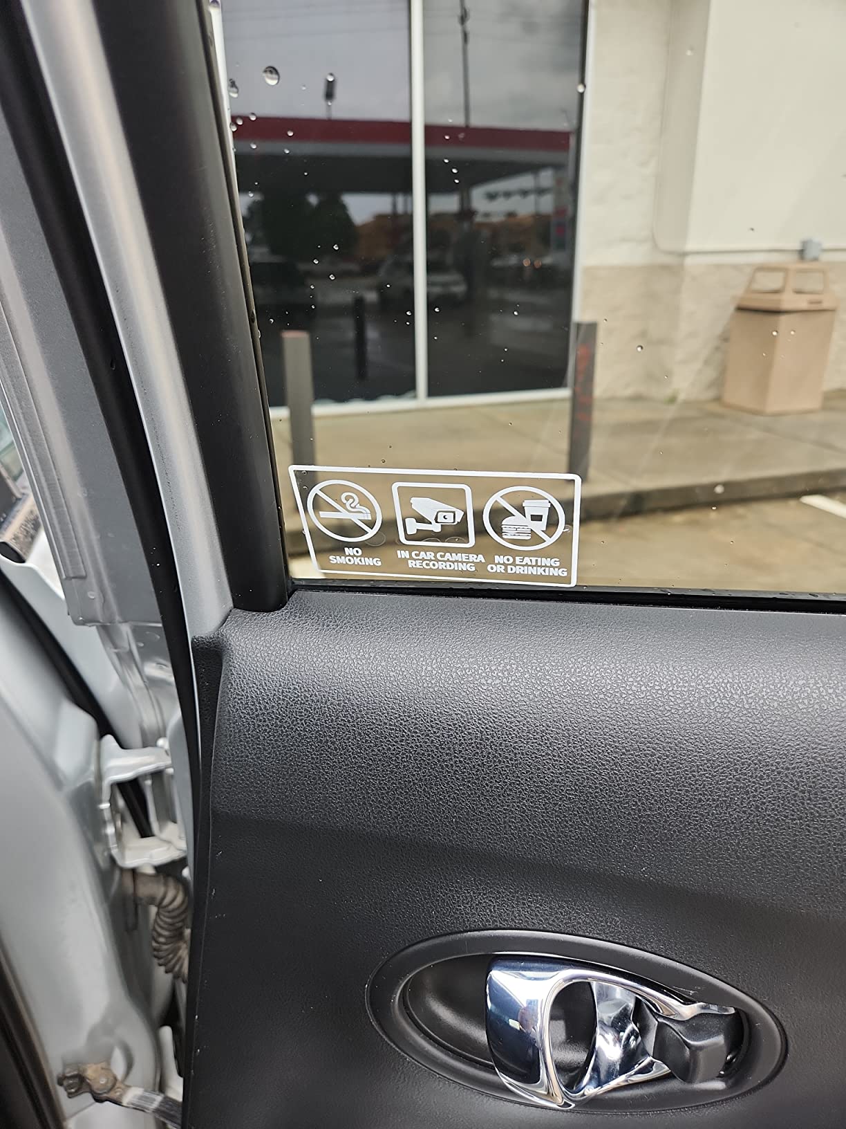 No Smoking in Car Camera Recording No Eating or Drinking Signs 2 x 4 Inch Self-Adhesive Window Stickers Decals Vinyl Removable for Car Taxi Rideshare 10 Pack customer photo 2