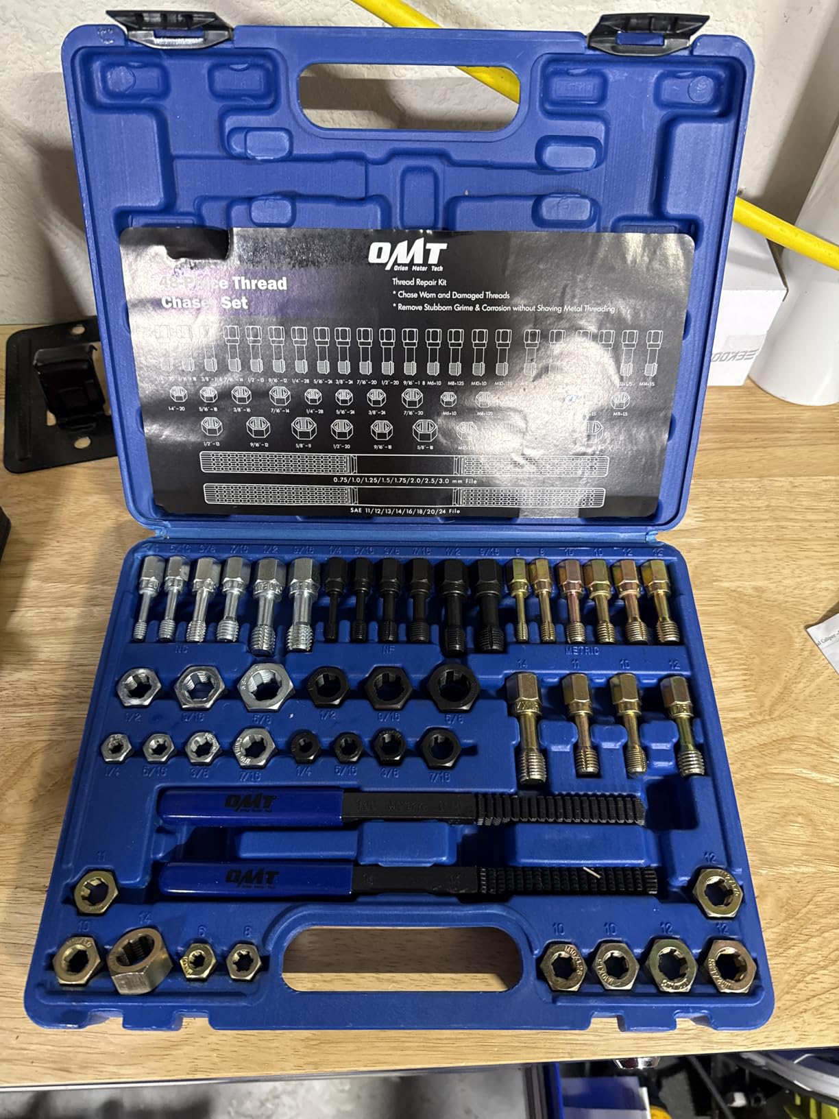Orion Motor Tech 49 Piece Thread Chaser Set, Metric and SAE Thread Repair Kit with 22 Taps 24 Dies 3 Thread Files, Universal Rethreading Kit Thread Restorer Tool Set in UNC UNF Metric Sizes with Case customer photo 1