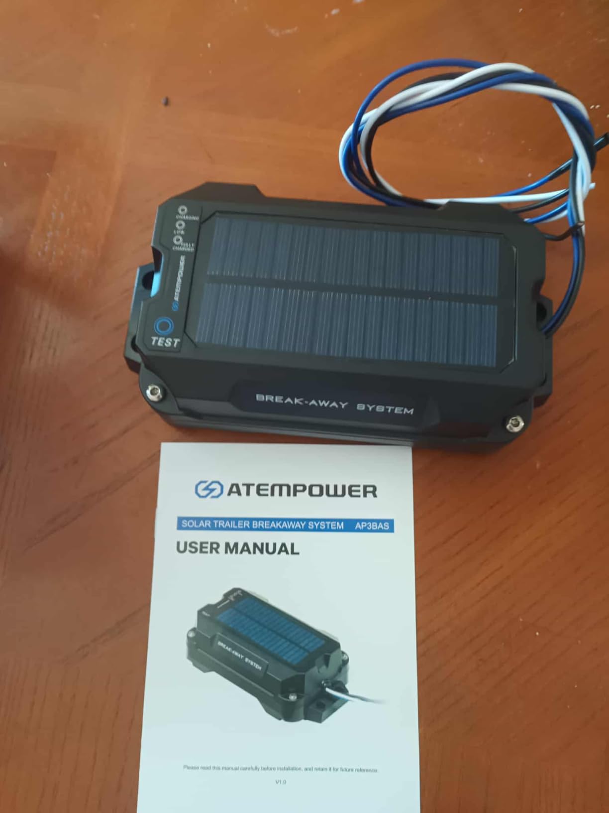 ATEM POWER Trailer Brake Controller Kit with Switch 12V 3AH LiFePO4 Lithium Battery Trailer Breakaway Kit Brake Controller Built-in Solar Panel LED Indicator Break Away System for Trailer Caravan IP65 customer photo 1