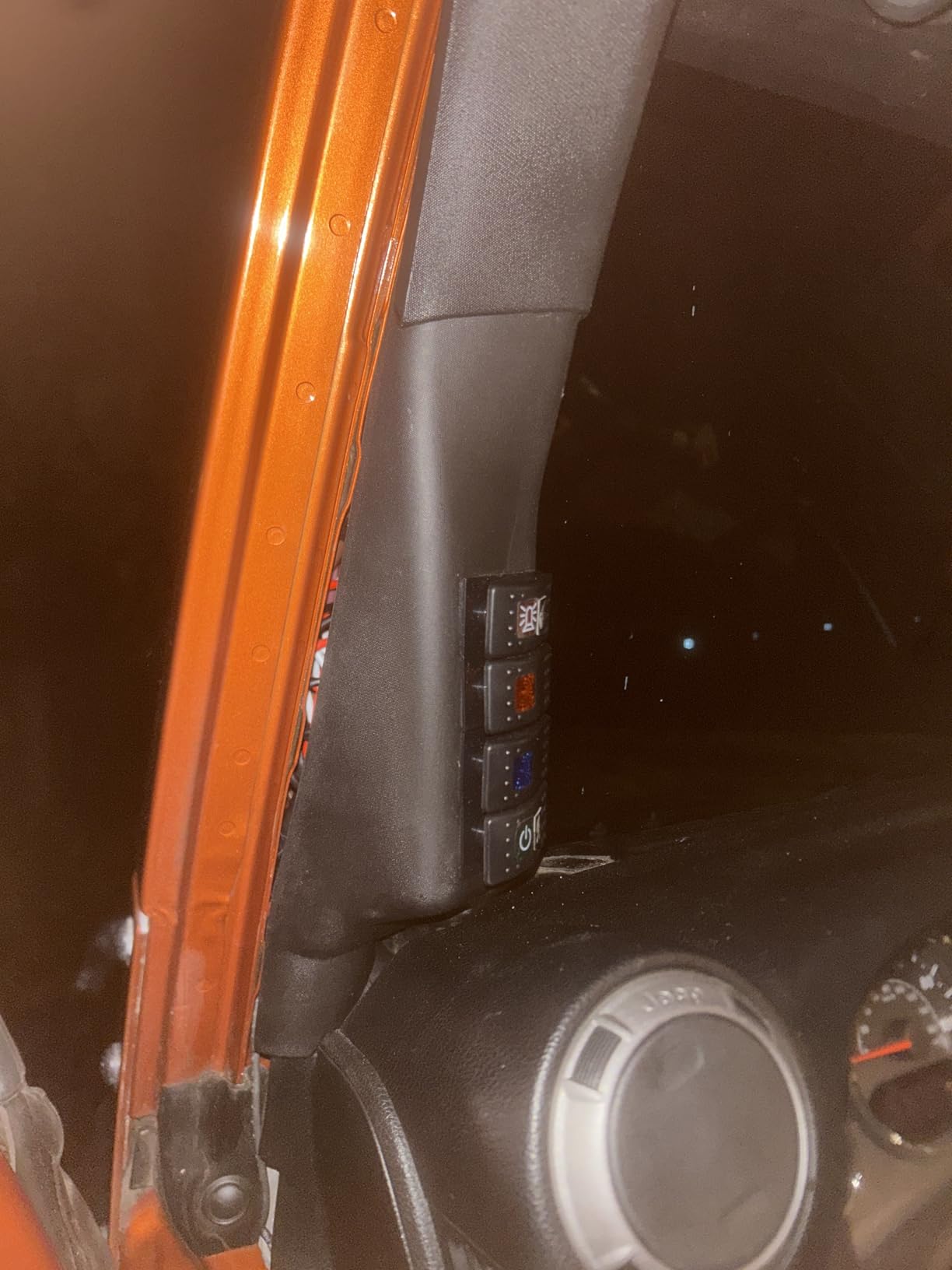 Nilight A-Pillar Switch Pod 12V Left Driver Side A Pillar Rocker Panel with Backlit Label Stickers Pre-Wired On Off 4 Color Toggle Switches for Jeep Wrangler JK JKU 2011-2018 customer photo 2