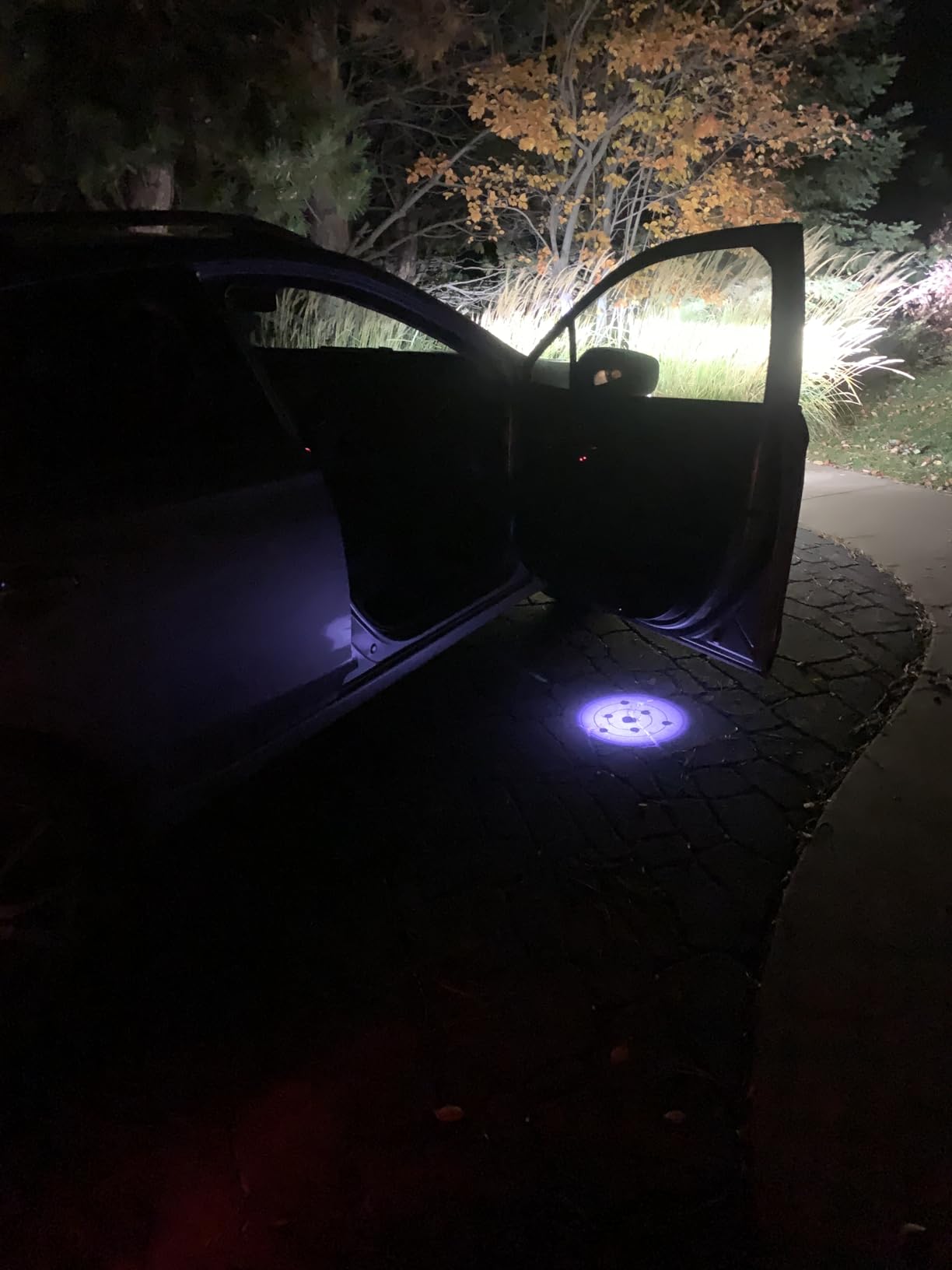 2Pcs Car Door Lights Logo Projector, Wireless LED Car Door Paste Welcome Courtesy Light, Holeless Magnet Sensor Ghost Shadow Welcome Lamp, Naruto Sharingan Light Accessories (Fire Tiger) customer photo 1