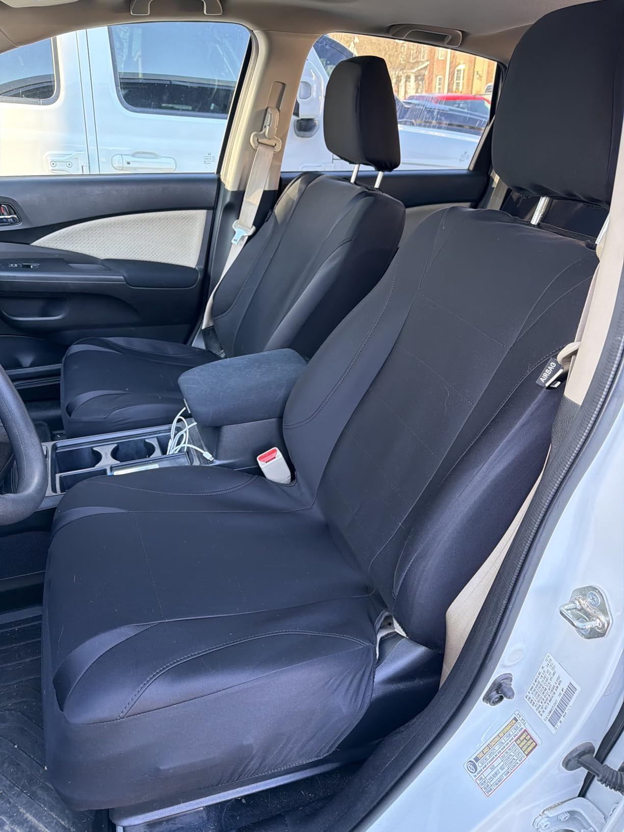 CAR PASS Waterproof Car Seat Covers Full Sets, Universal Fit Seat Covers for Cars, EVA Neoprene Seat Cover Set Full Sets, Interior Covers for Auto SUV, Vans, Sedans, Trucks (Black and Gray) customer photo 1