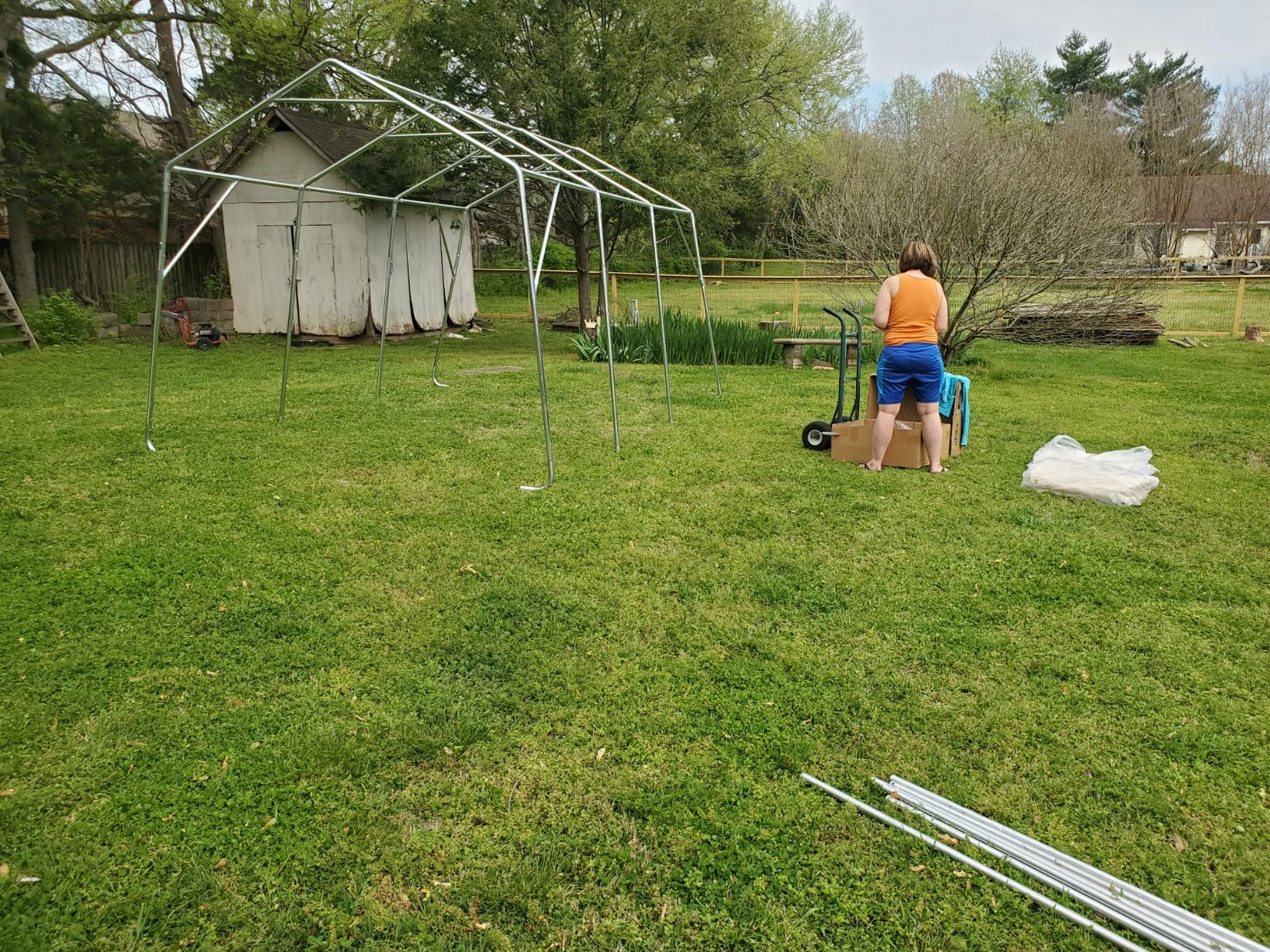 ADVANCE OUTDOOR 13x20 ft Carport 2 Roll up Doors & Vents Outdoor Portable Storage Shelter Garage Tent for Vehicle Boat Truck Anti-UV Snow Resistant Waterproof, Beige customer photo 1