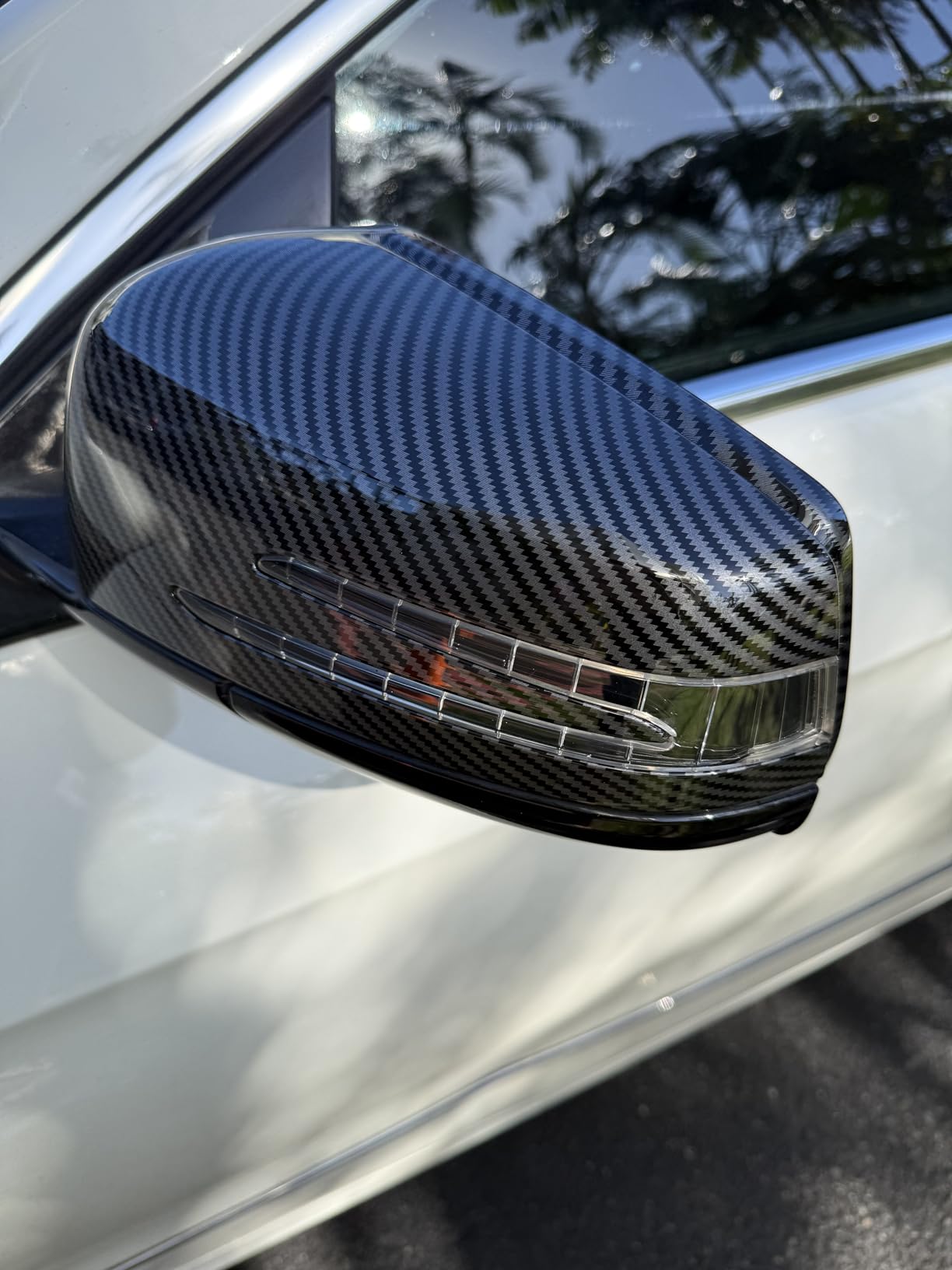Side Mirror Cap Covers For Mercedes Benz W176 W246 W212 W204 C117 X156 X204 W221 C218 A B C E S CLA GLA GLK Class Black Replace (Carbon Fiber-1) customer photo 1