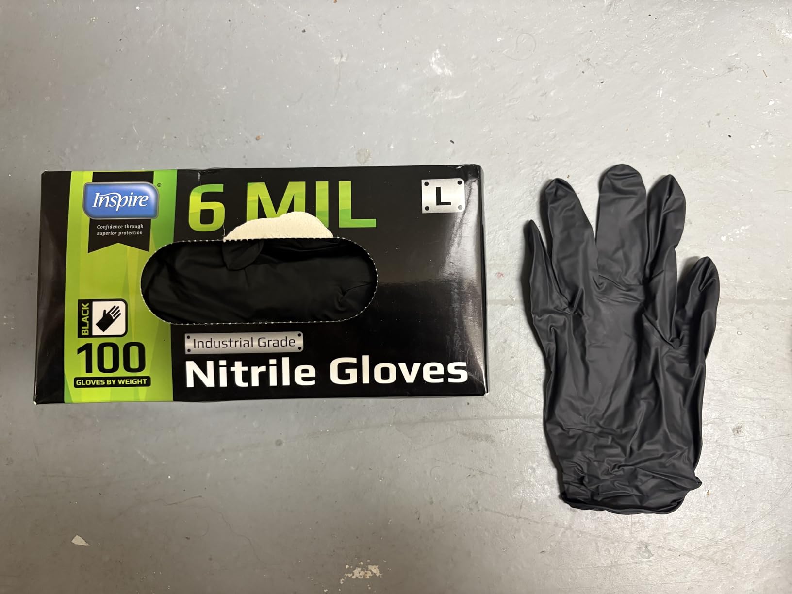 Inspire Black Nitrile Gloves HEAVY DUTY 6 Mil Nitrile Chemical Resistant Medical Cooking Cleaning Disposable Black Gloves customer photo 1