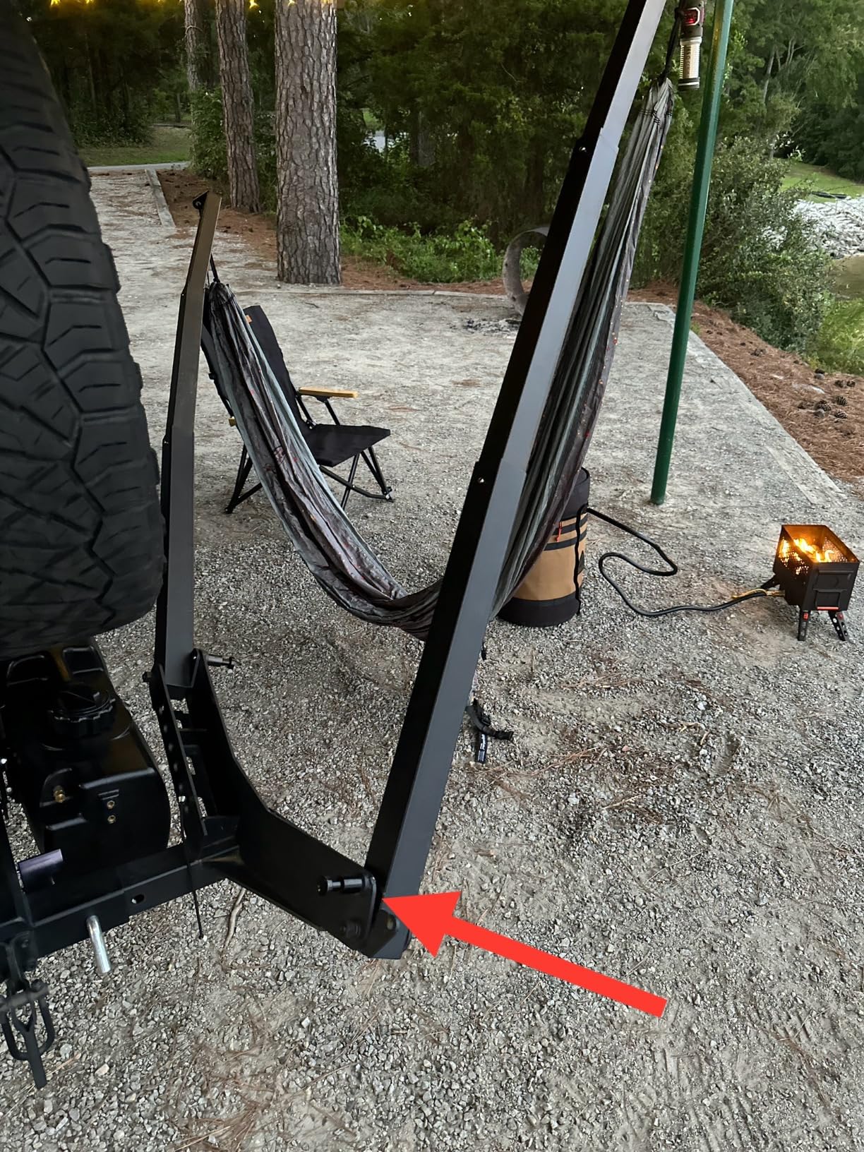 Hammock Hitch Stand Mount (ONE Piece Design) with 1 Parachute Bed (Hammock) Compatible with Jeep Pickup Truck etc, Easy to Use and Install customer photo 2