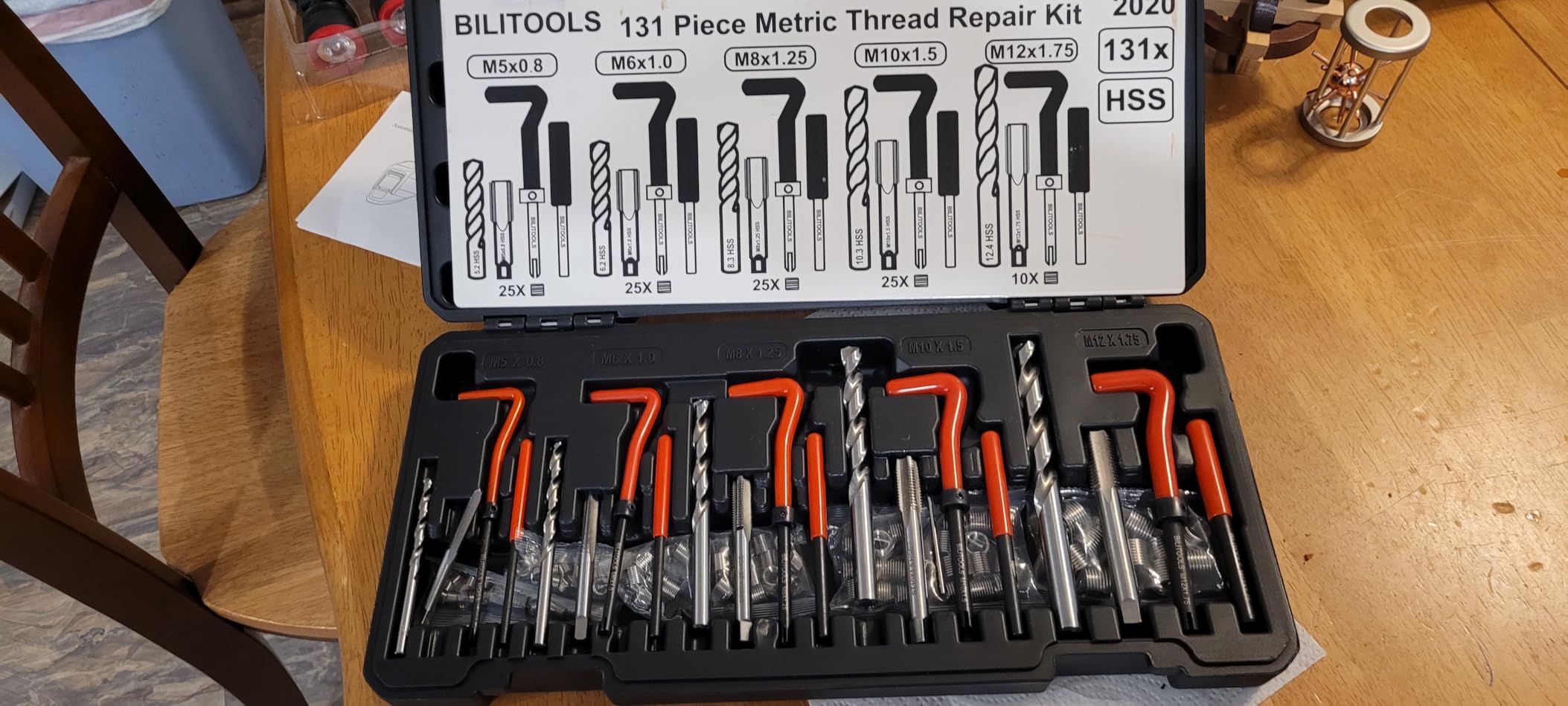BILITOOLS Helicoil Thread Repair Kit Metric, 131-Piece HSS Drill Heli Coil Repair Kit M5 M6 M8 M10 M12 customer photo 2