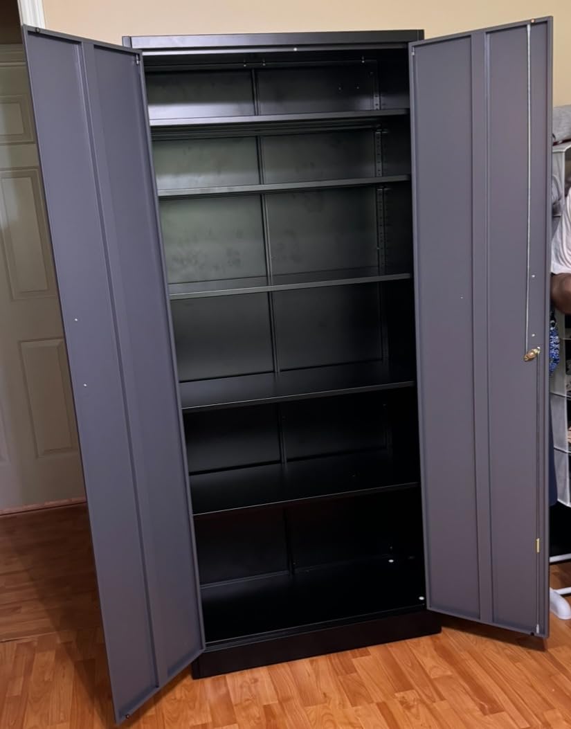 SISESOL Wide & Deep Metal Storage Cabinet with 2 Doors and 5 Adjustable Shelves,72x36x18 Garage Storage Cabinet,Tall Black Locking Metal Cabinets with Lock,Steel Locked Cabinets for Home,Office,Garage customer photo 1