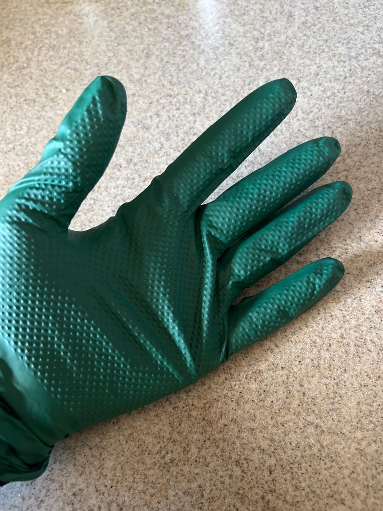 WECARE 8 Mil Nitrile Gloves - Heavy Duty Mechanic Gloves, with Diamond Grip - Powder and Latex Free Disposable Gloves customer photo 2