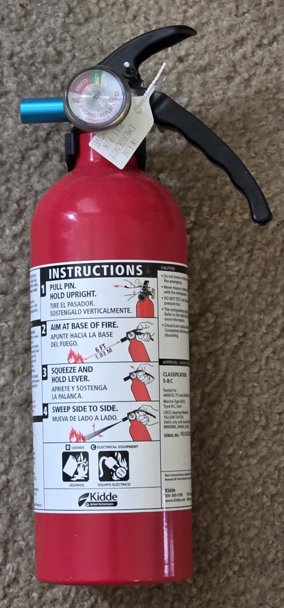Kidde Basic Fire Extinguisher for Home, Office, Residential, Single-Use, 5BC customer photo 2