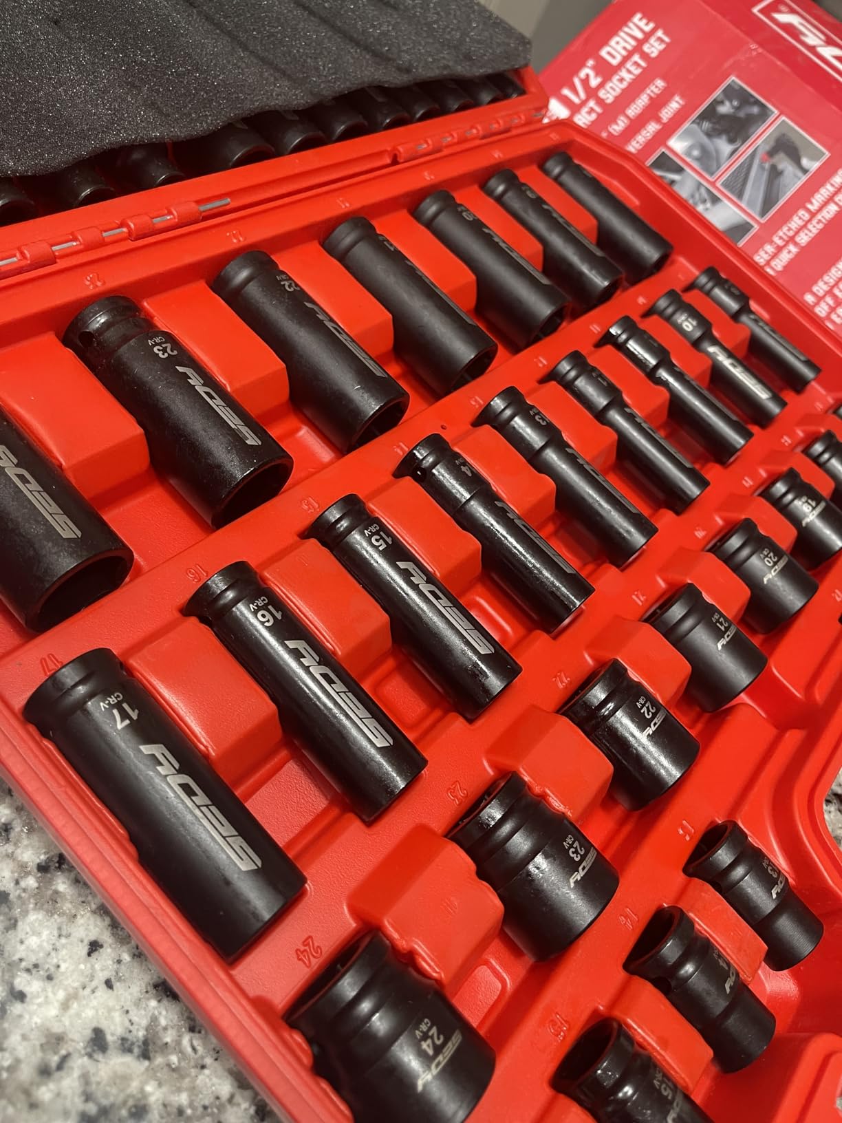 1/2 Drive Deep Impact Socket Set: 11-Piece Metric Size Wheel Axle Nut Wrench Metric Large Jumbo 27mm 29mm 30mm 31mm 32mm 33mm 34mm 35mm 36mm 38mm Spindle Joint High Torque Truck Bearing Locknut customer photo 2