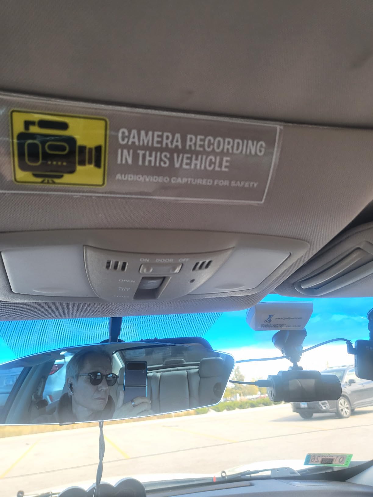 in Car Camera Recording Sticker 4pcs | Camera Recording in This Vehicle Decals for Rideshare, Van, Truck, Taxi Drivers. Clear Weatherproof Vinyl, 6