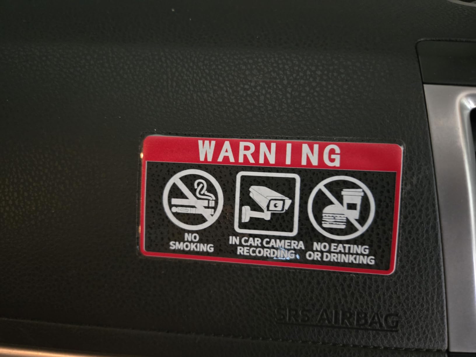 No Smoking In Car Camera Recording No Eating or Drinking Window Sticker Sign for car 2 x 4 Inch Self-Adhesive Security Warning Sign 8 Pack customer photo 1