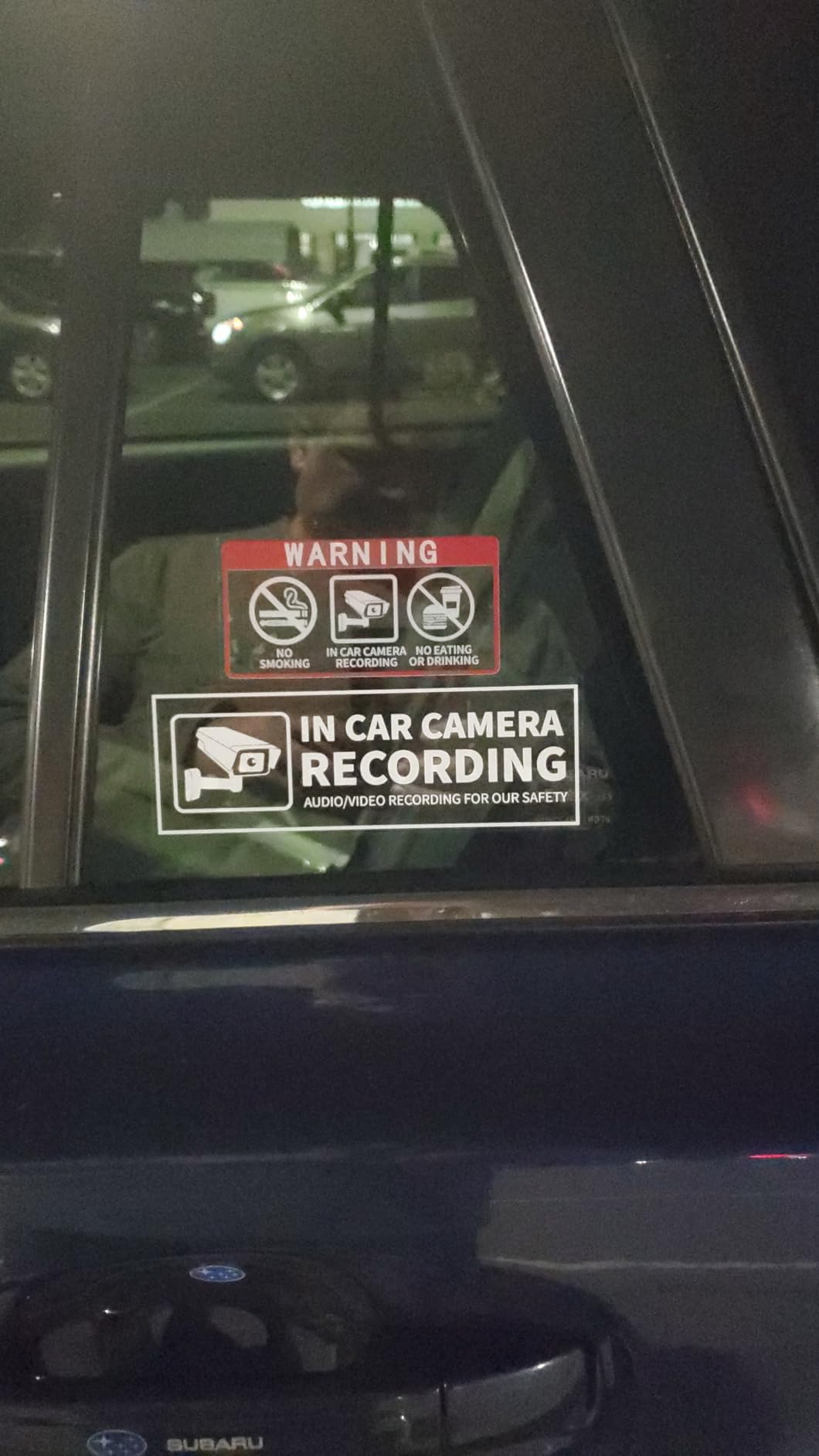 No Smoking In Car Camera Recording No Eating or Drinking Window Sticker Sign for car 2 x 4 Inch Self-Adhesive Security Warning Sign 8 Pack customer photo 2