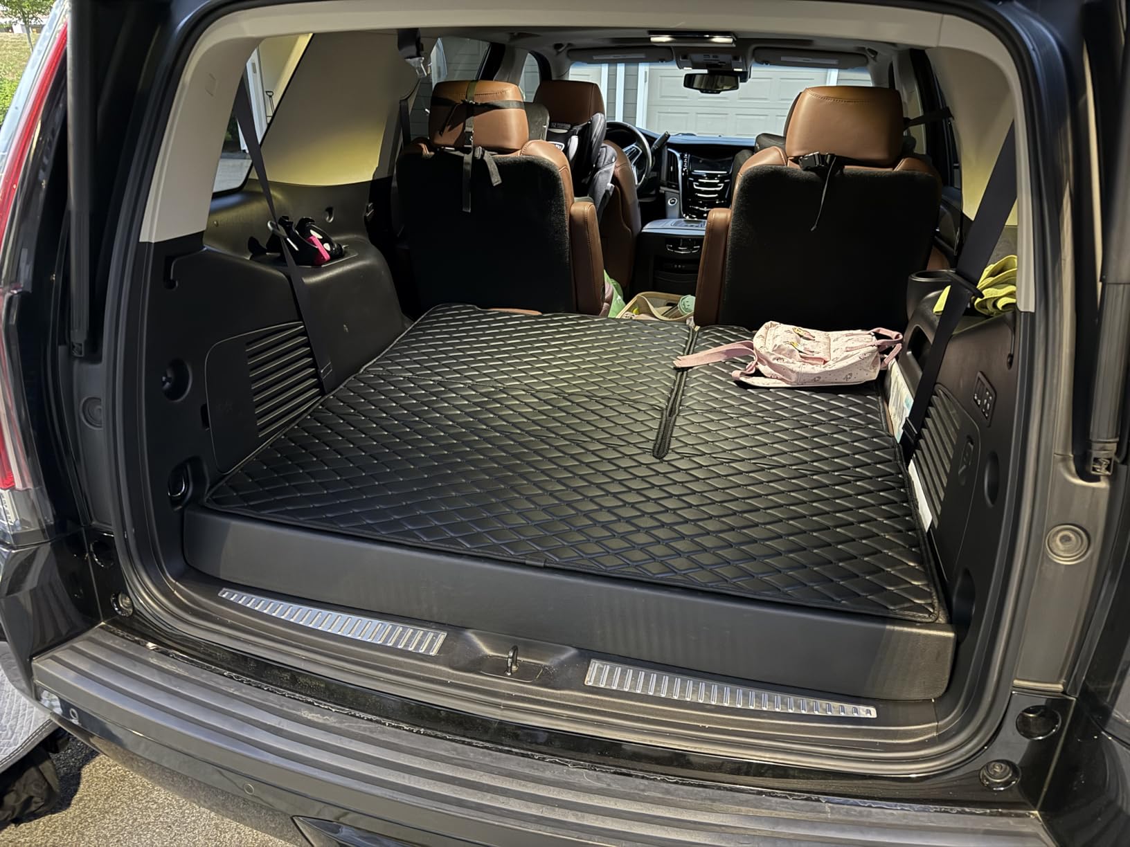 Cargo Mat for 2015-2020 Chevrolet Tahoe/GMC Yukon/Cadillac Escalade (Available with 3rd-Row Power Folding Seats) Trunk Mat and Rear Backrest Mat Cargo Liners All Weather Anti-Slip customer photo 1