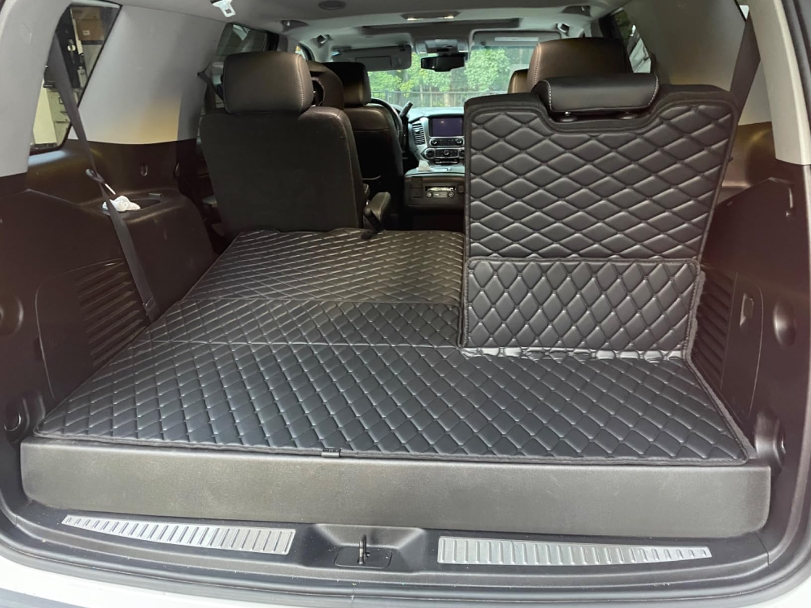 Cargo Mat for 2015-2020 Chevrolet Tahoe/GMC Yukon/Cadillac Escalade (Available with 3rd-Row Power Folding Seats) Trunk Mat and Rear Backrest Mat Cargo Liners All Weather Anti-Slip customer photo 2