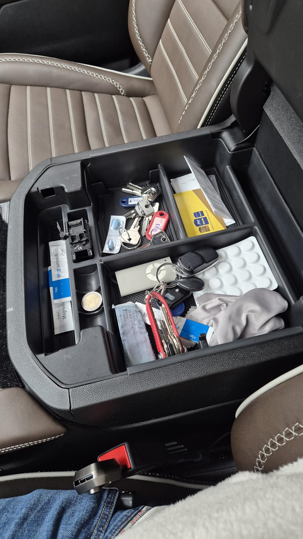 Center Console Organizer Tray Compatible with 2021 2022 2023 2024 2025 2026 GMC Yukon Denali, Chevy Suburban/Tahoe Armrest Storage Box Interior Accessories (Fit for Power-Sliding Console ONLY) customer photo 1