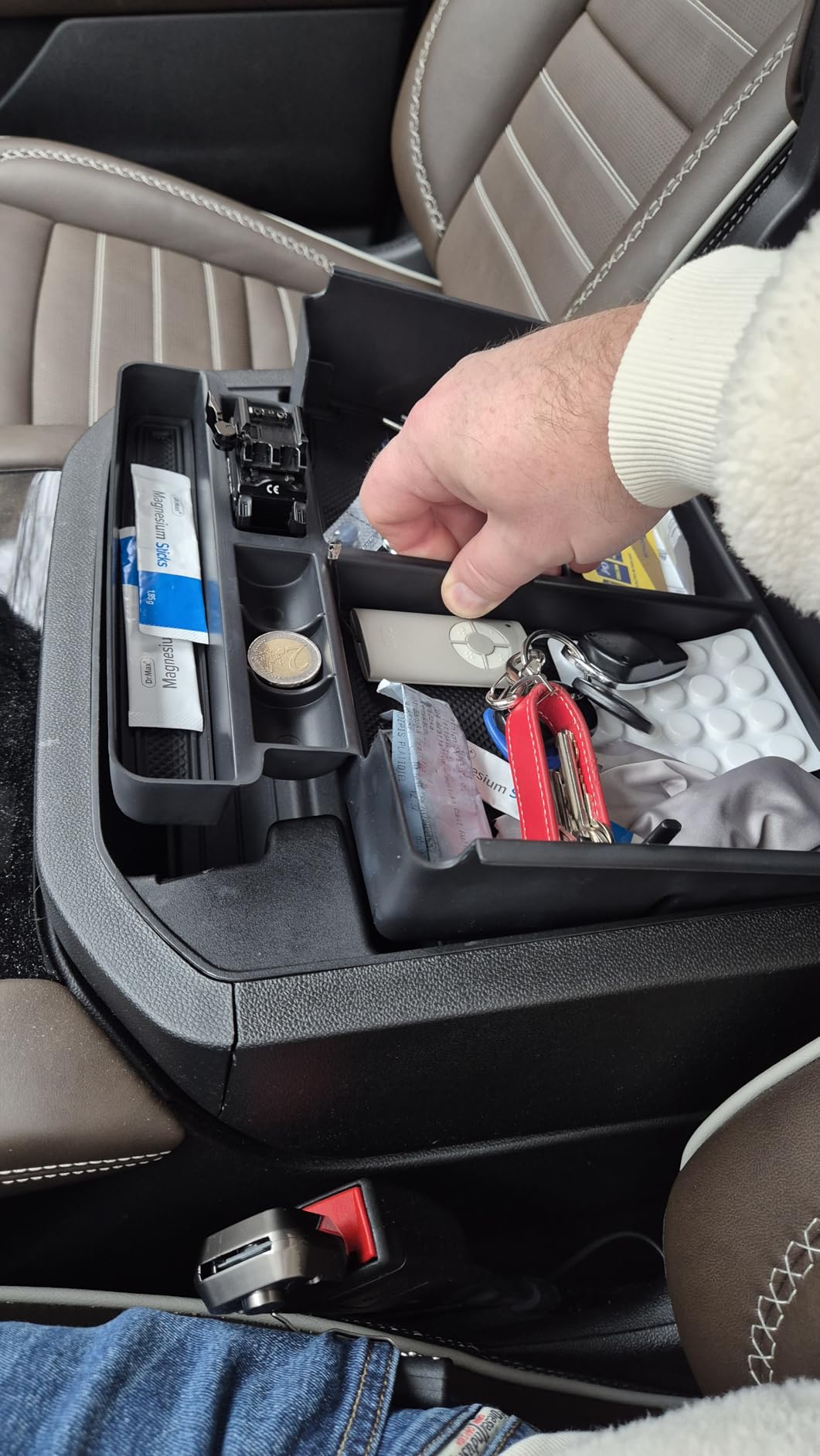 Center Console Organizer Tray Compatible with 2021 2022 2023 2024 2025 2026 GMC Yukon Denali, Chevy Suburban/Tahoe Armrest Storage Box Interior Accessories (Fit for Power-Sliding Console ONLY) customer photo 2