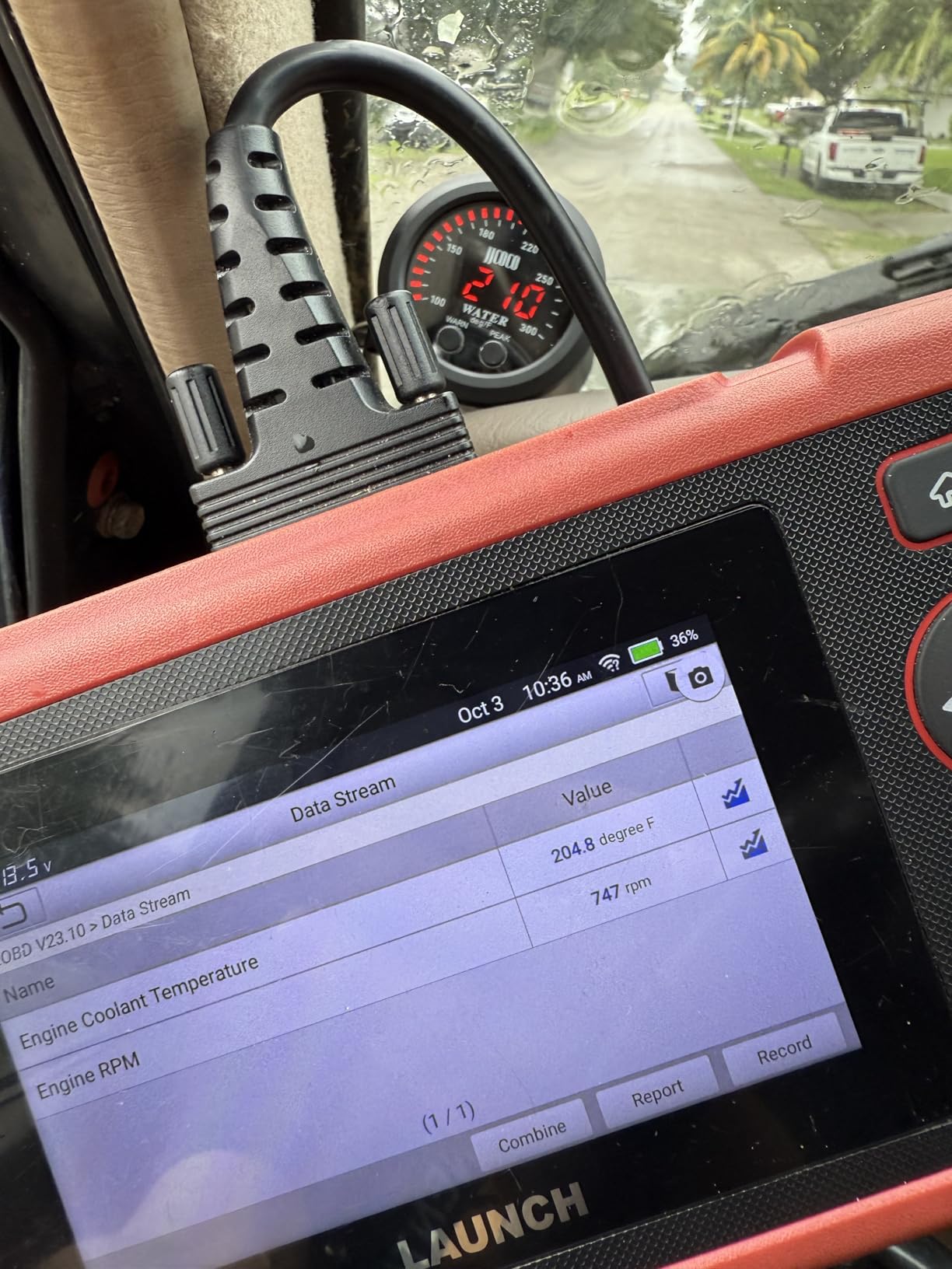 Universal 52mm Water Temperature Gauge with Alarm and 1/8 Npt Sensor Car Digital Meter Red Display Green Ambient Light Temp 100-300F(-17~187C) customer photo 2