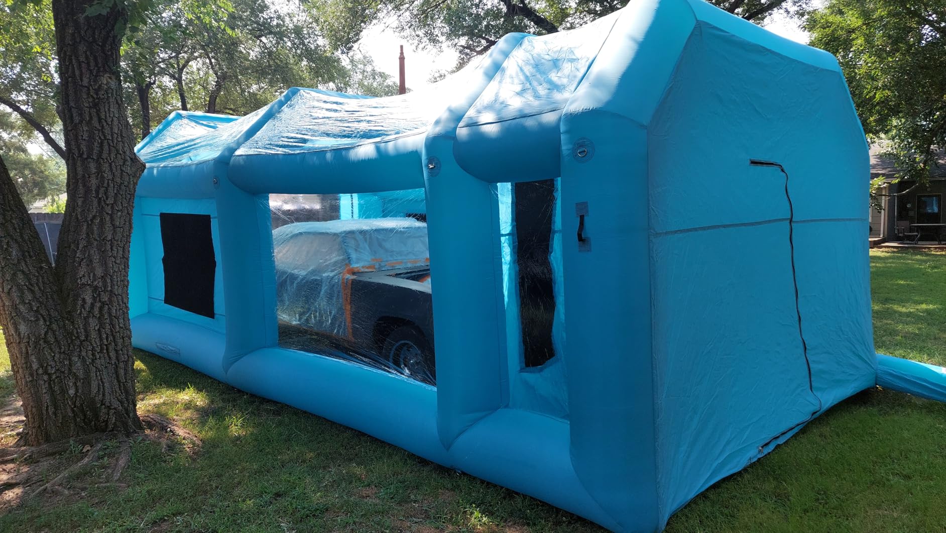 VEVOR 23x13x8.5ft Inflatable Paint Booth, Inflatable Spray Booth, High Powerful 480W+750W Blowers Spray Booth Tent, Car Paint Tent Air Filter System for Car Parking Workstation Motorcycle Garage customer photo 1