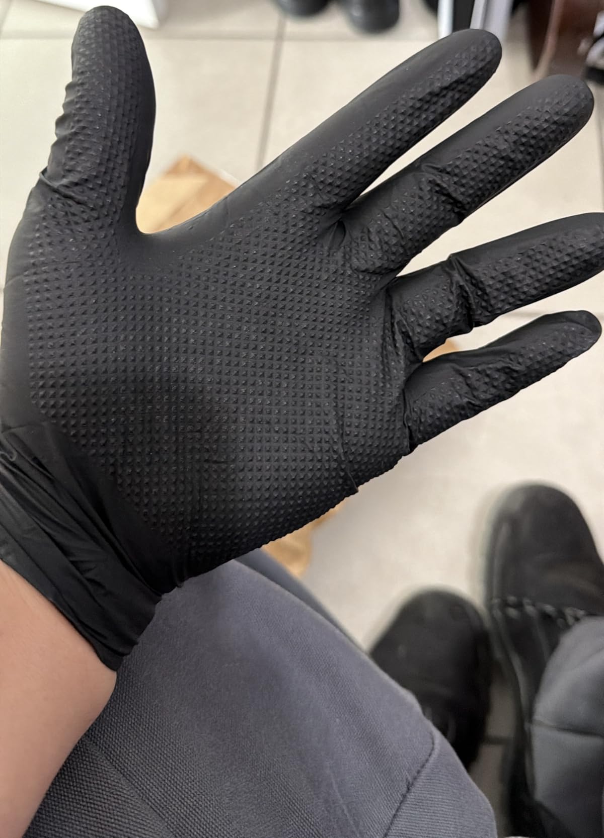 8 Mil Heavy Duty Disposable Nitrile Gloves with Diamond Texture Grip Rubber Gloves Latex & Powder Free customer photo 1