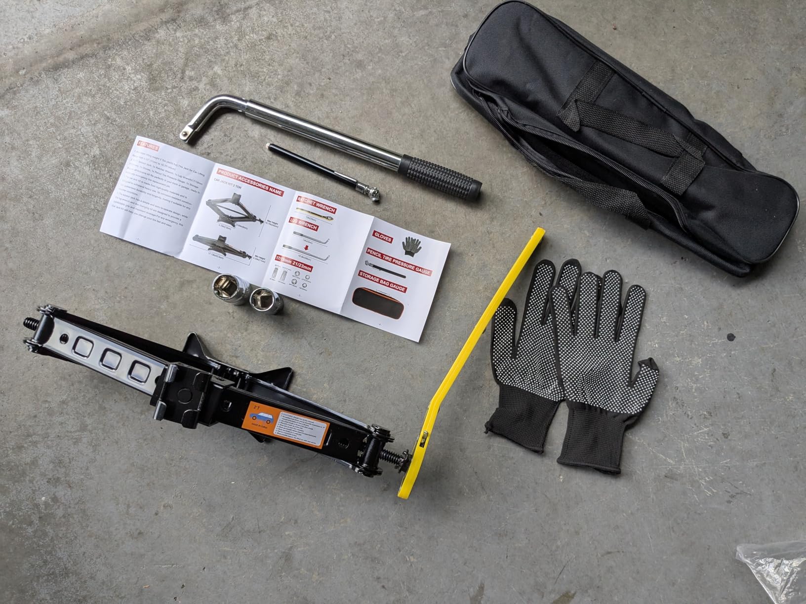 Scissor Car Jack 2 Ton (4409 lbs) Tire Changing Kit with Lug Wrench - Emergency Kit for Car, SUV, MPV customer photo 1