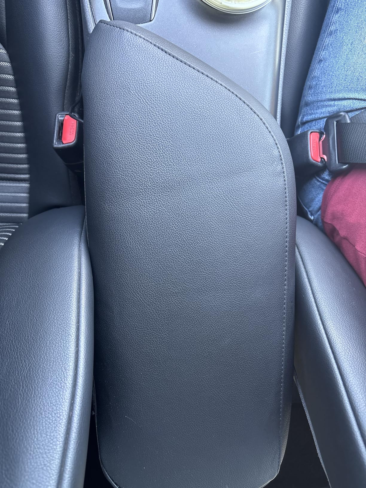 AOMSAZTO Center Console Cover Customized Armrest Cover Compatible with 2018-2024 Toyota Camry, Leather Arm Rest Covering for Car, Well-Make Durable Console Cushion Pad, Black customer photo 1