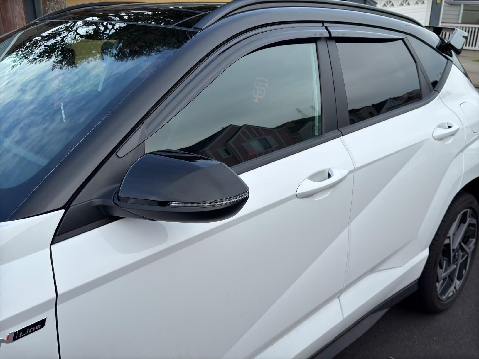 Safe Smoke Window Visor Sun Rain Vent Guard 4 Pcs Set Out Channel Visor Black Compatible with KONA (KONA 24~ Smoke) customer photo 1