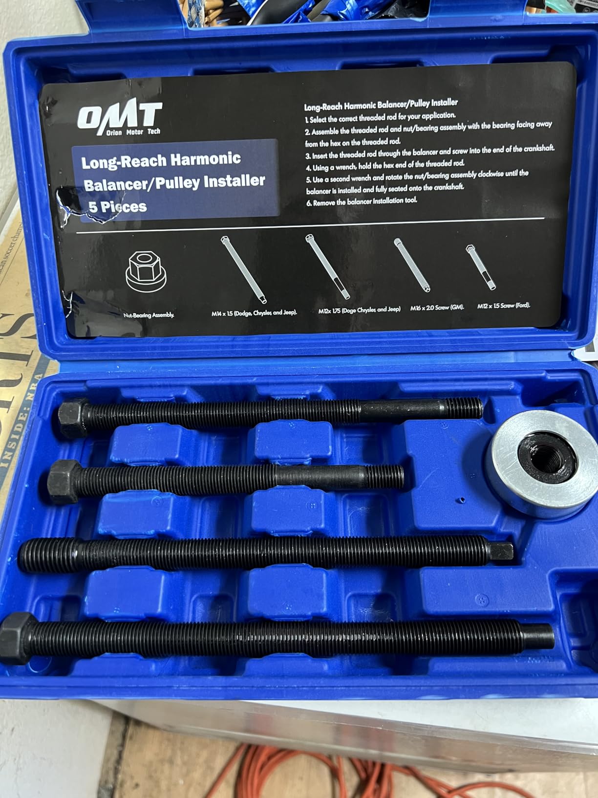 Orion Motor Tech Harmonic Balancer Installer Set, 5pc Long Reach Crank Pulley Underdrive Pulley Damper Installation Tool Kit customer photo 1
