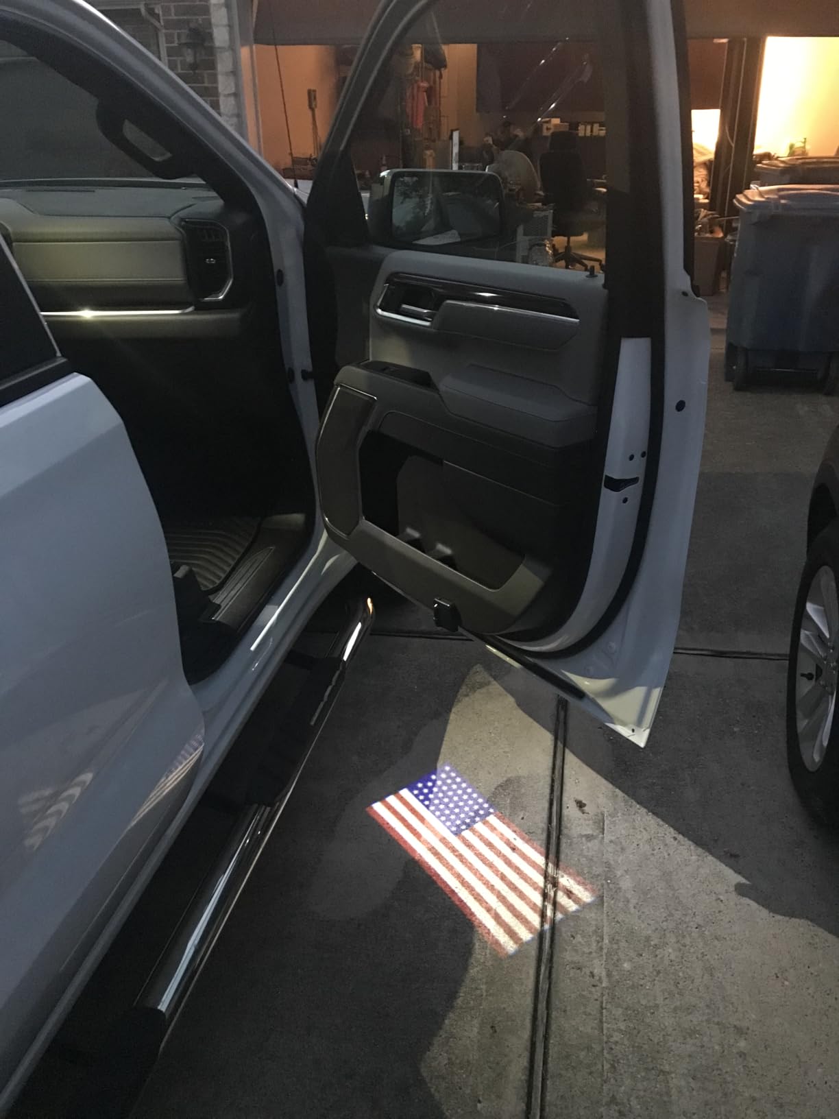 2Pcs Car Door Lights, Door Lights Logo Projector, Car Accessories HD Car Welcome Light, Door Sill Lights Wireless LED Door Paste Courtesy Light, Car Door Lights Logo (White American Flag) customer photo 1