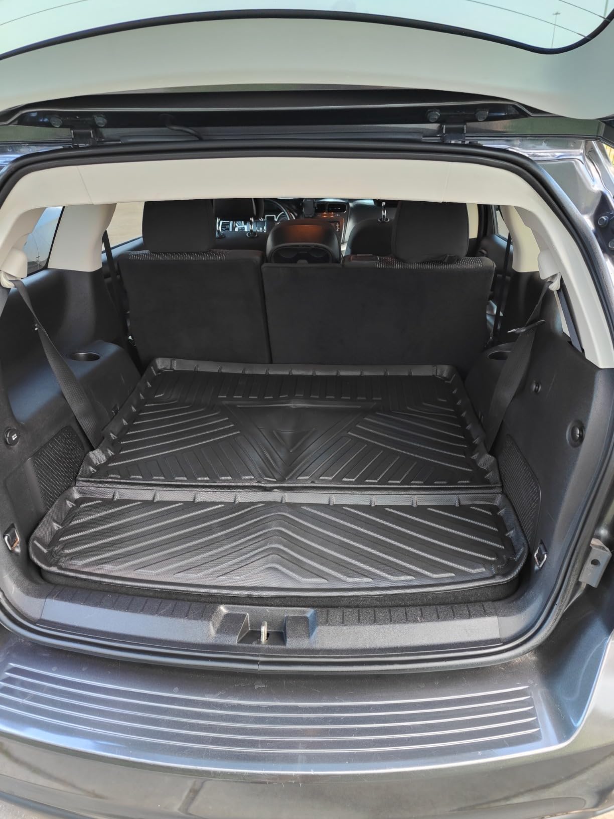 Elsetyler Custom Fit for Cargo Mat 2022-2024 2025 2026 Nissan Pathfinder - Black TPE All Weather Waterproof Rear Cargo Liner Rear Trunk Liner Back Seat Cover Protector(Trunk Mats with Backrest Mat) customer photo 1