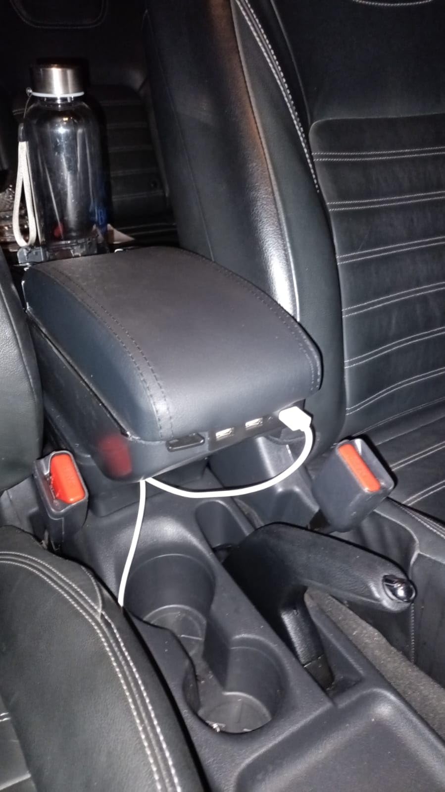 Center Console Armrest Compatible with Nissan Kicks 2016 2017 2018 2019 2020 2021 with 7 USB Port Cup Holder Double Layer Organizer Storage Box (All Black) customer photo 1