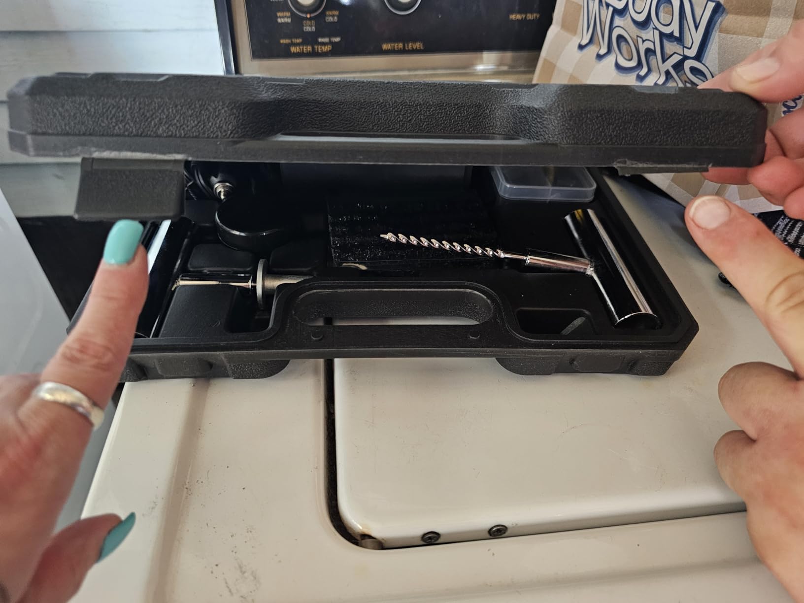 Tire Repair Kit with Portable Air Compressor, Tire Plug Kit 58PCS with Cordless Tire Inflator (150 PSI) for Car, Motorcycle, Tractor, Truck, Ball customer photo 1