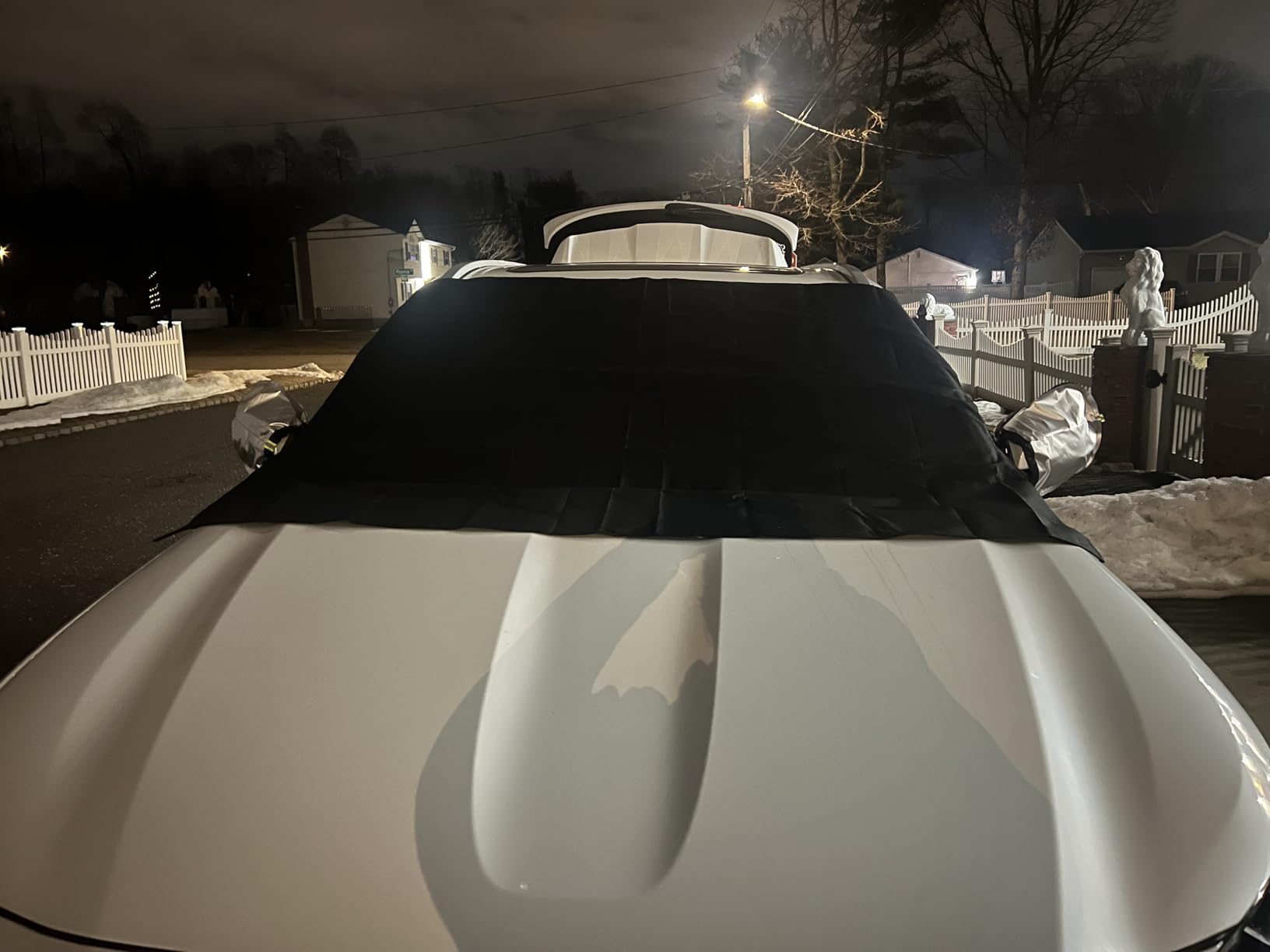 Tevlaphee Windshield Cover for Ice and Snow, Heavy Duty 600D Oxford Fabric, Waterproof, Embedded Magnets, Side Mirror Protector, Fit Most Cars, SUVs, Vans, Truck customer photo 1