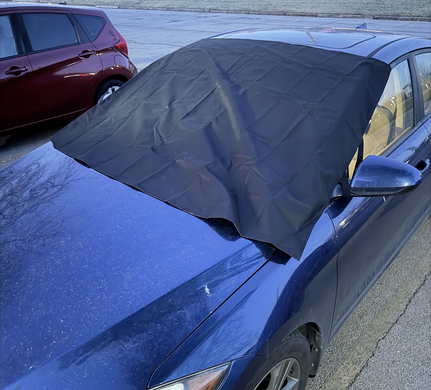 Tevlaphee Windshield Cover for Ice and Snow, Heavy Duty 600D Oxford Fabric, Waterproof, Embedded Magnets, Side Mirror Protector, Fit Most Cars, SUVs, Vans, Truck customer photo 2