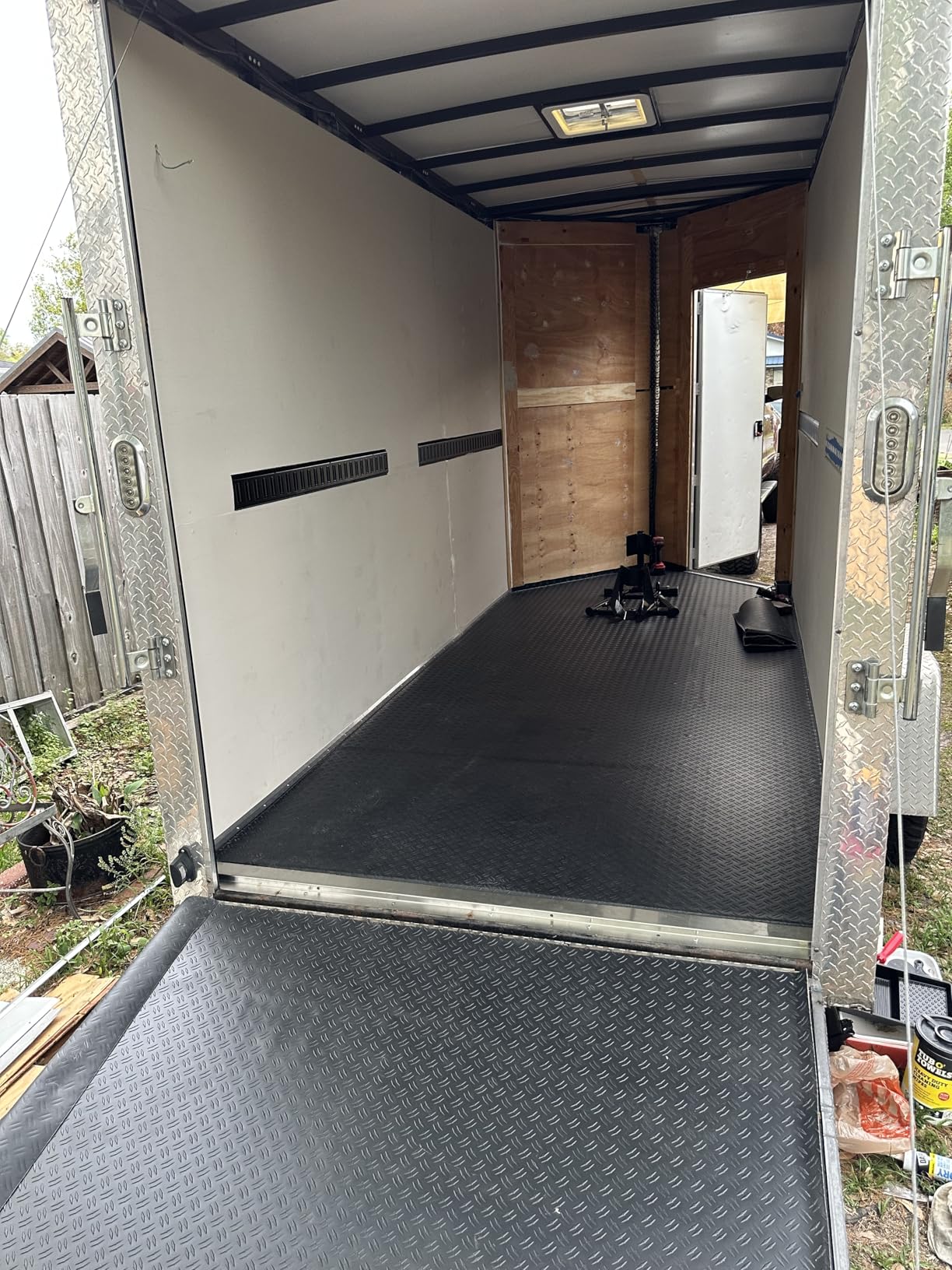 TUFFIOM 7.5x17 FT Garage Floor Mat, Coin Plate Sheet PVC Roll, Water/Stain Resistant Floor Runner for RV Trailer customer photo 2